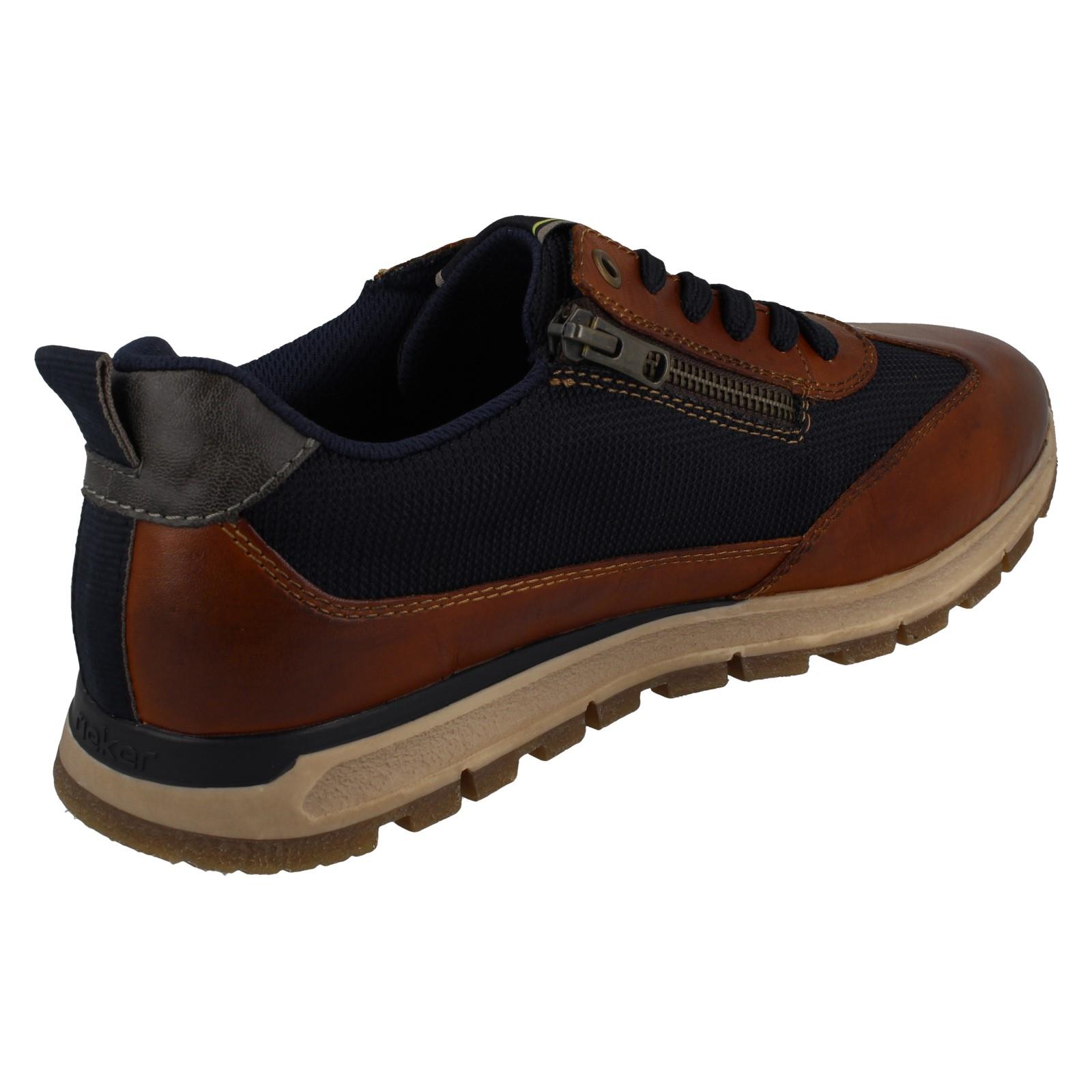 Hommes Rieker Leather Chaussures Décontractées à Lacets avec Côté Éclair B0507 - Picture 6 of 10