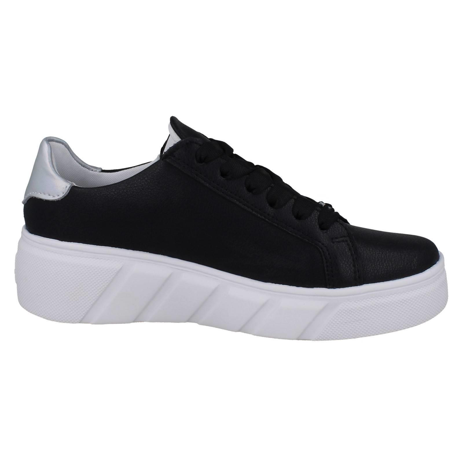 Zapatillas deportivas Rieker de cuero con cordones en cuña con detalle perforado para dama, W2605 - Imagen 7 de 10
