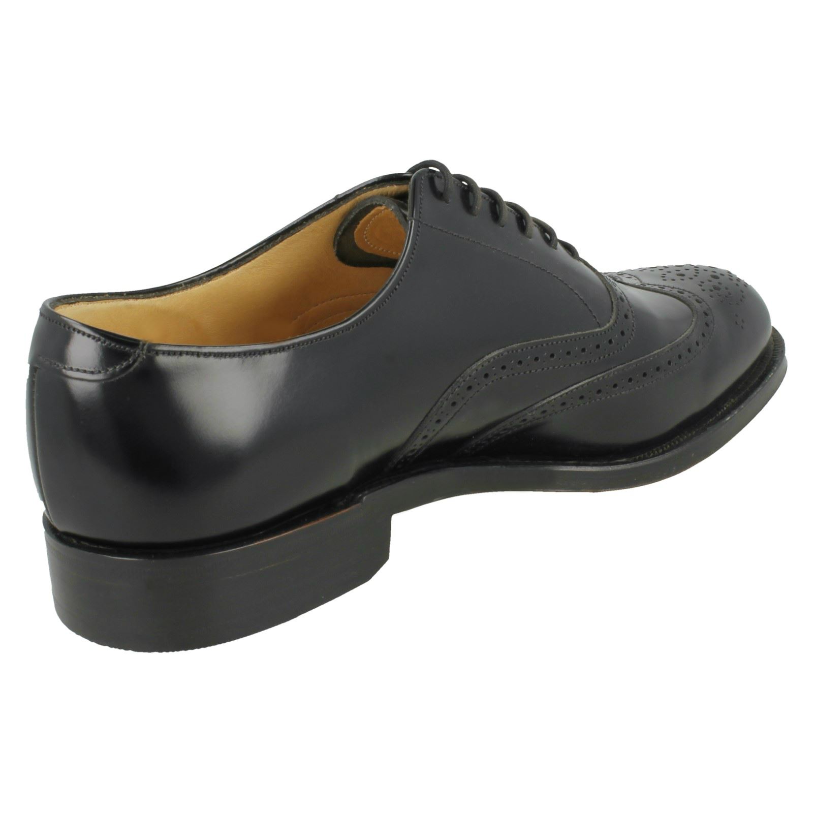 Mens Grenson Leather Lace Up Fastening Rounded Toe Formal Brogue Shoes