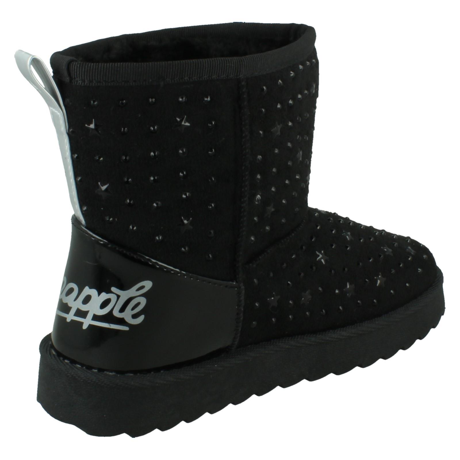 Girls Pineapple Casual Warmlined Comfy Boots With Star Stud Detailing H4R200 - Picture 6 of 19