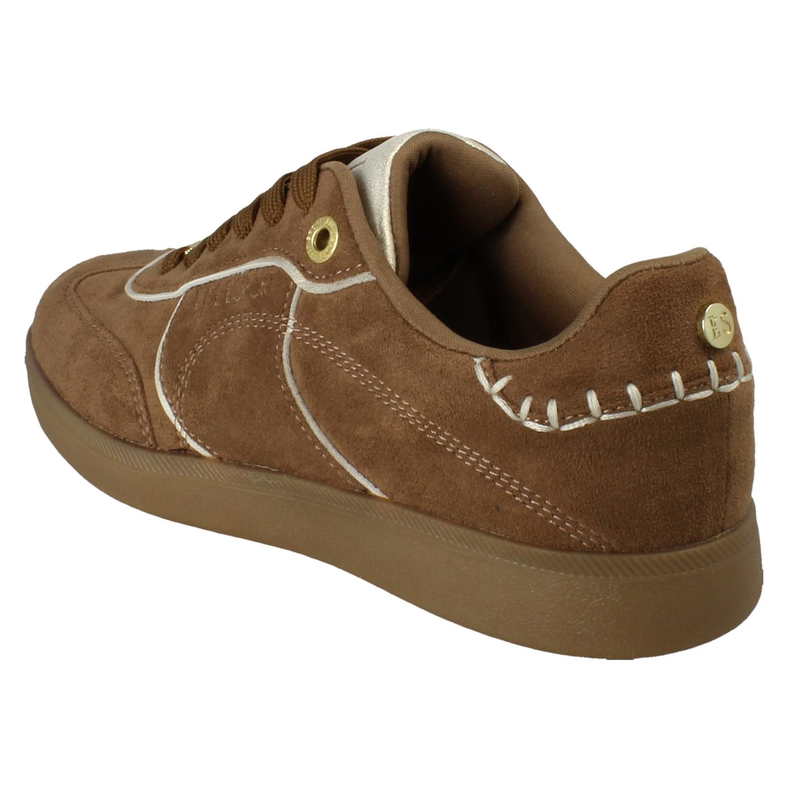 Ladies Elle Sport Suedette Lace Up Casual Shoes Summer Trainers F7R325 - Afbeelding 4 van 10
