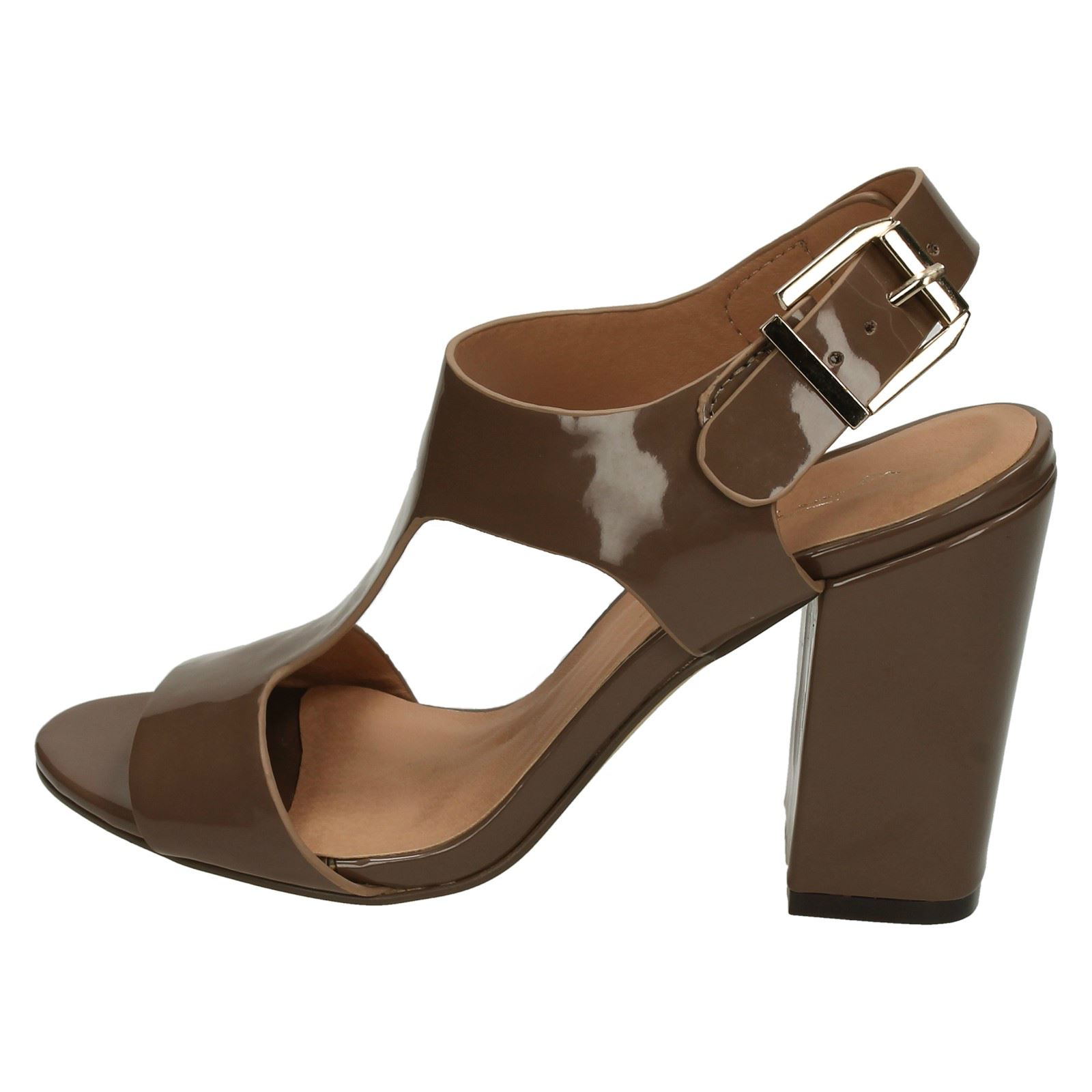 Ladies Anne Michelle Patent Slingback Chunky Heel Sandals | eBay