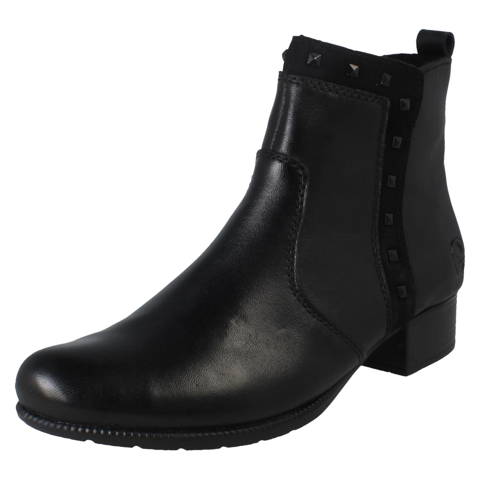 Rieker Ladies Zip Fastening Stud Detailed Ankle Boots 78657 - Picture 2 of 10