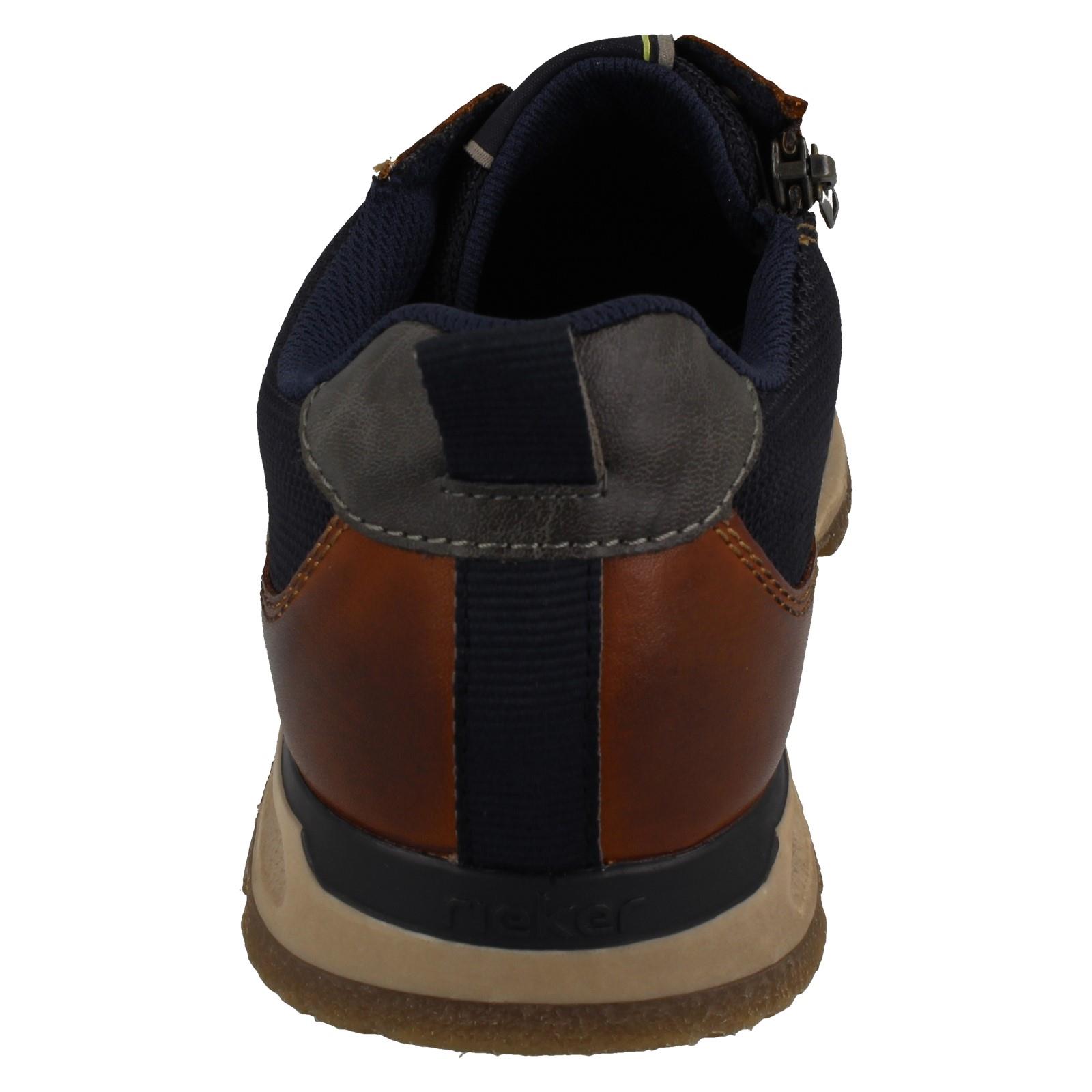 Hommes Rieker Leather Chaussures Décontractées à Lacets avec Côté Éclair B0507 - Picture 5 of 10