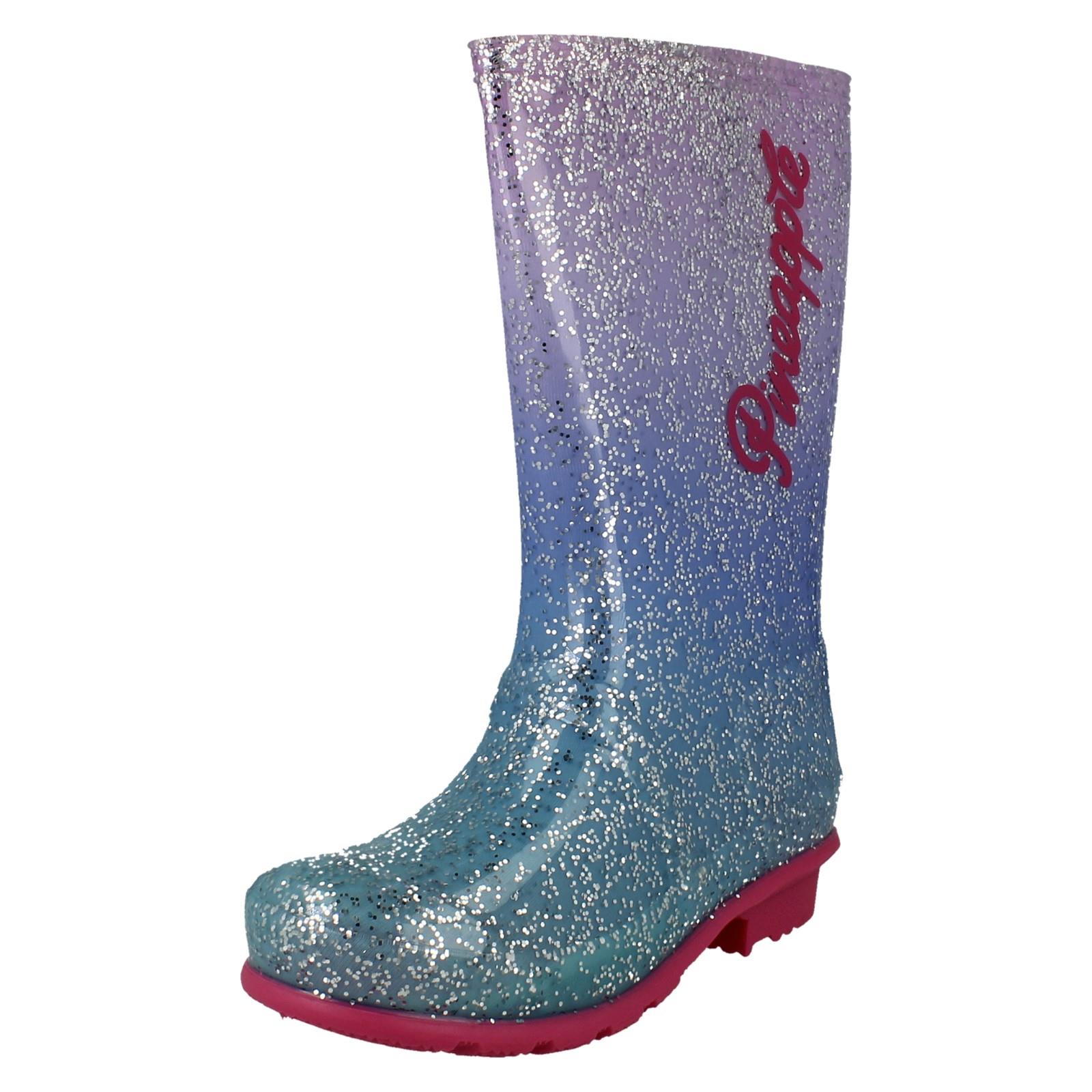 Niña Pineapple Purpurina Lluvia Botas de Lluvia Mojado Clima Agua - Main Image