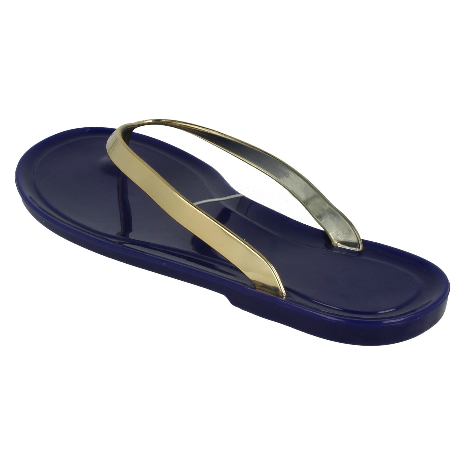 Damen Spot On flache metallische Zehenstegsandalen *Gelee * - Bild 7 von 28