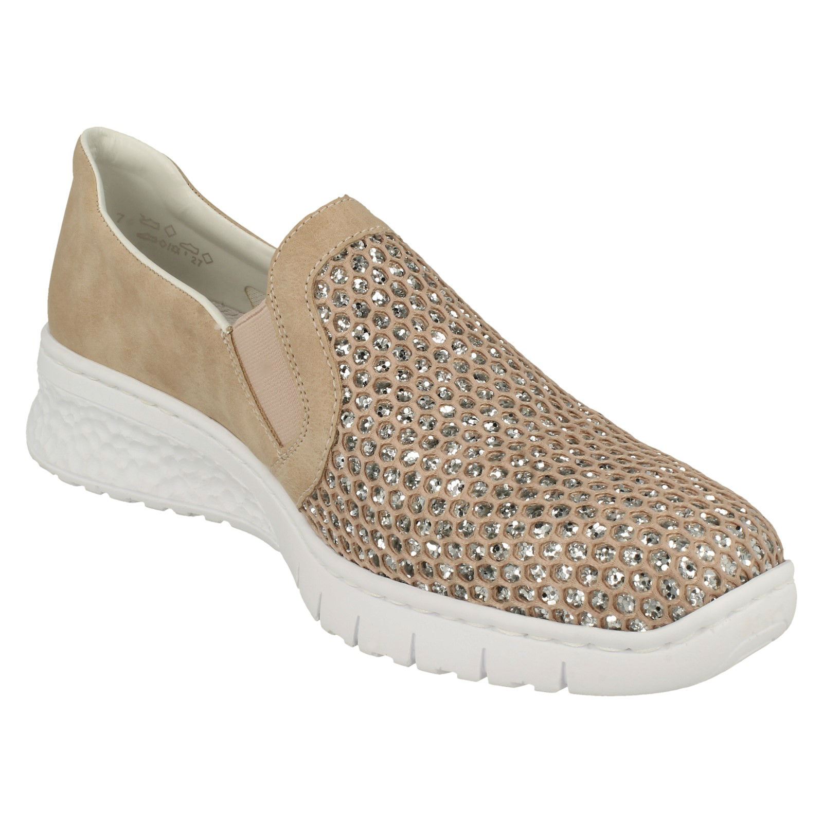 Rieker Ladies Glitter Detailed Slip On Shoes - 581T4 | eBay