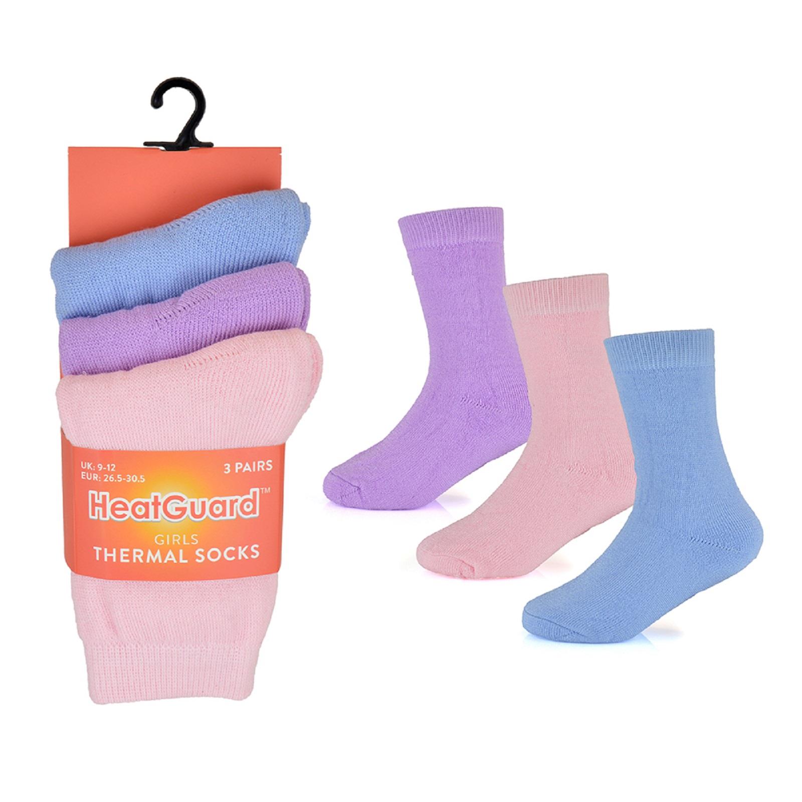 Girls Heatguard Plain Thermal Socks Pack Of 3 Pairs SK897 - Picture 2 of 4