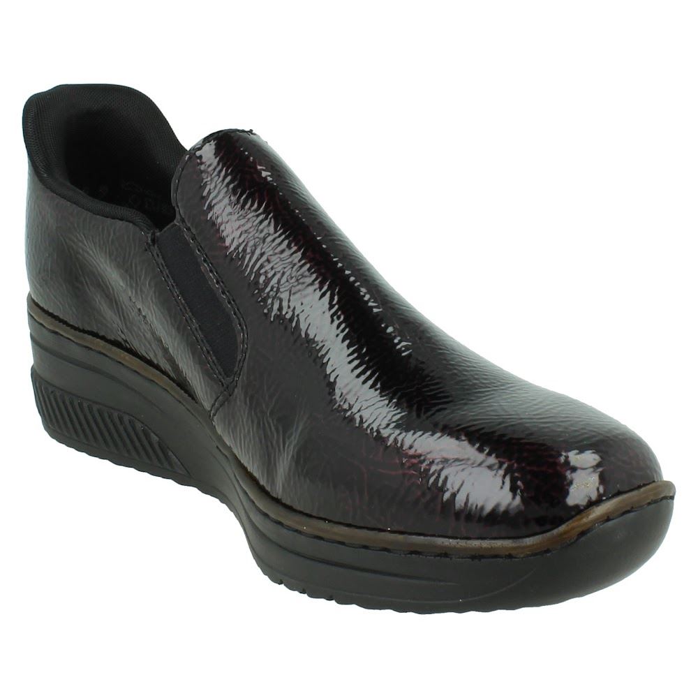 Ladies Rieker Wedge Sole Casual Square-Toe Slip On Shoes - 48761 - Picture 26 of 28