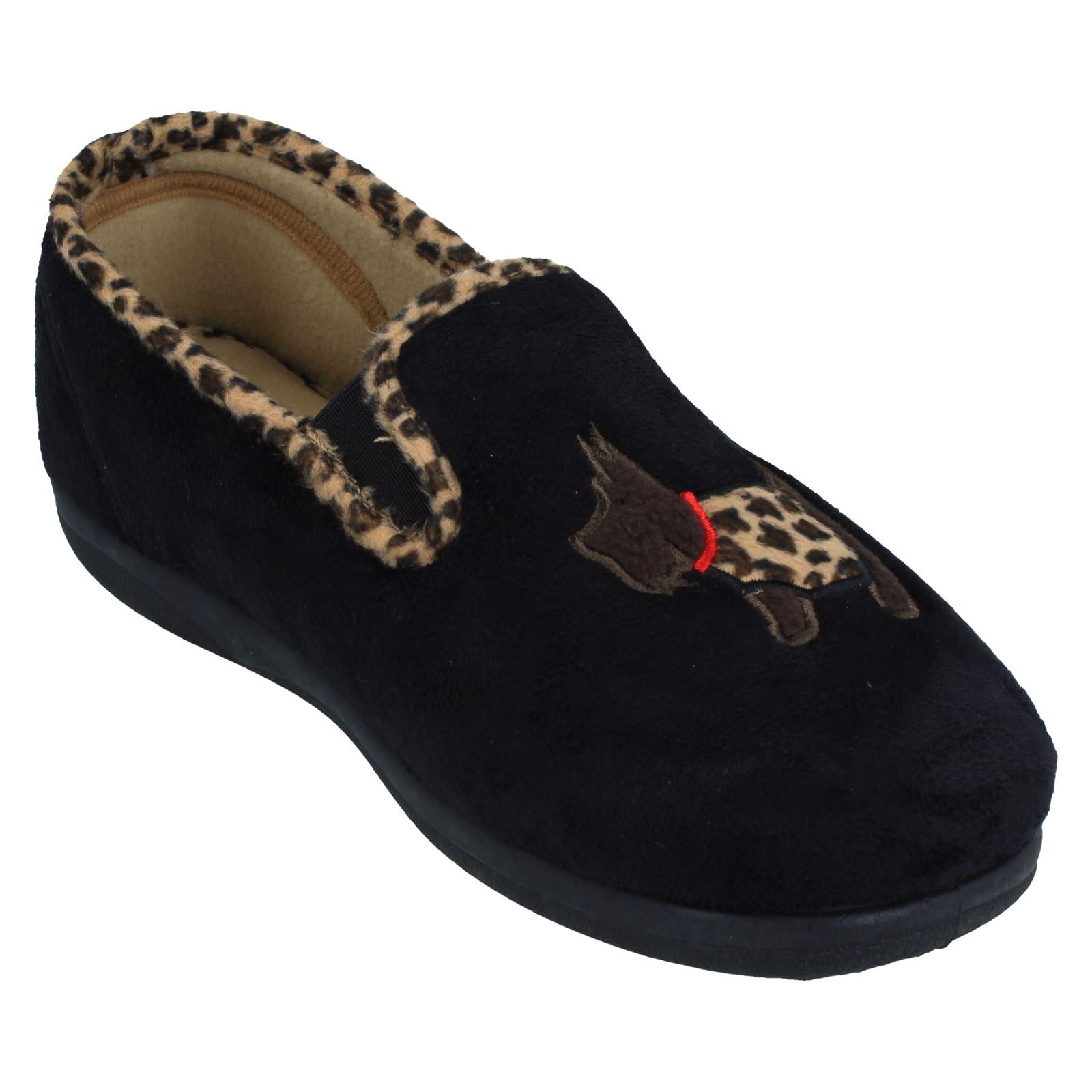 Zapatillas anchas Padders para dama con detalle de perro Scotty Dandie - Imagen 7 de 18