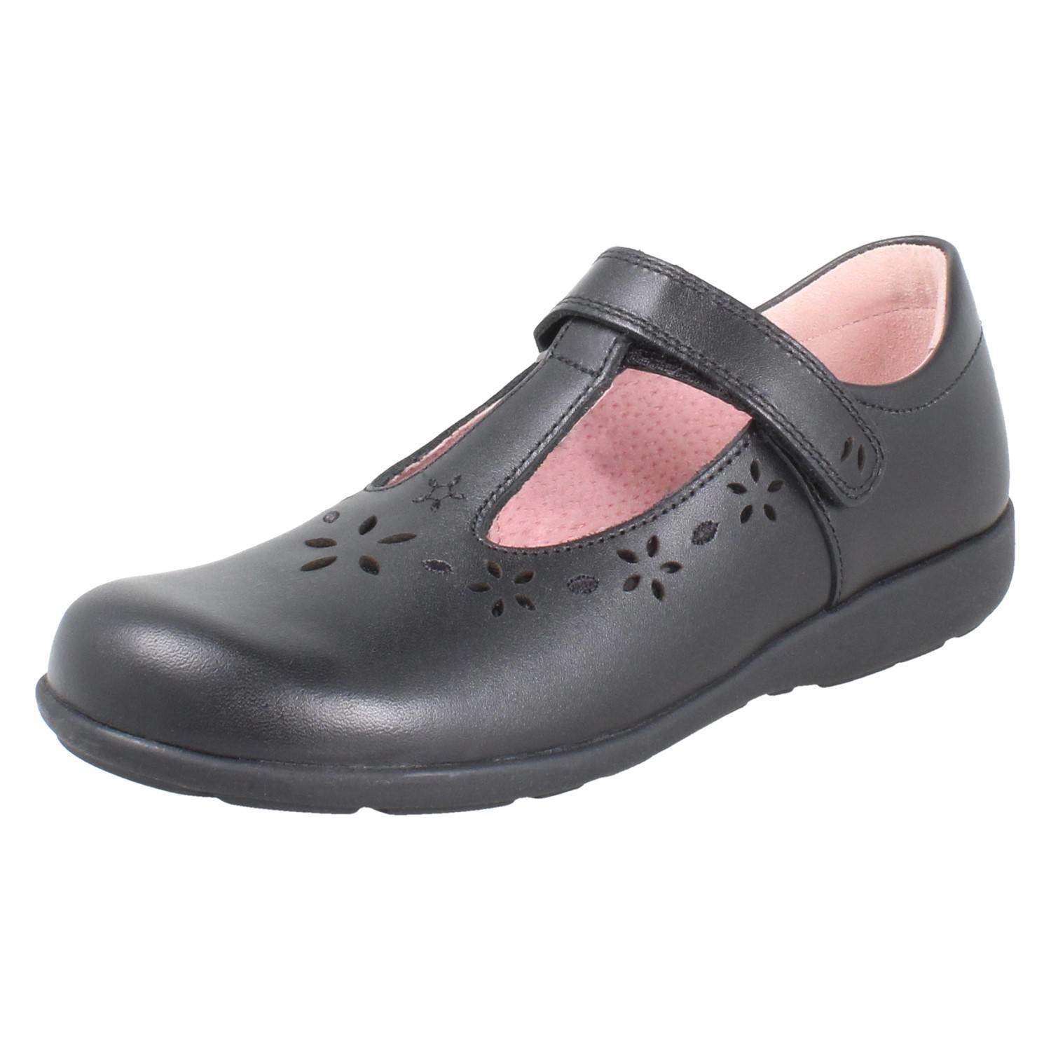 Girls Startrite Flower Punch Detail Leather T-Bar School Shoes *Charlotte* - Picture 2 of 19