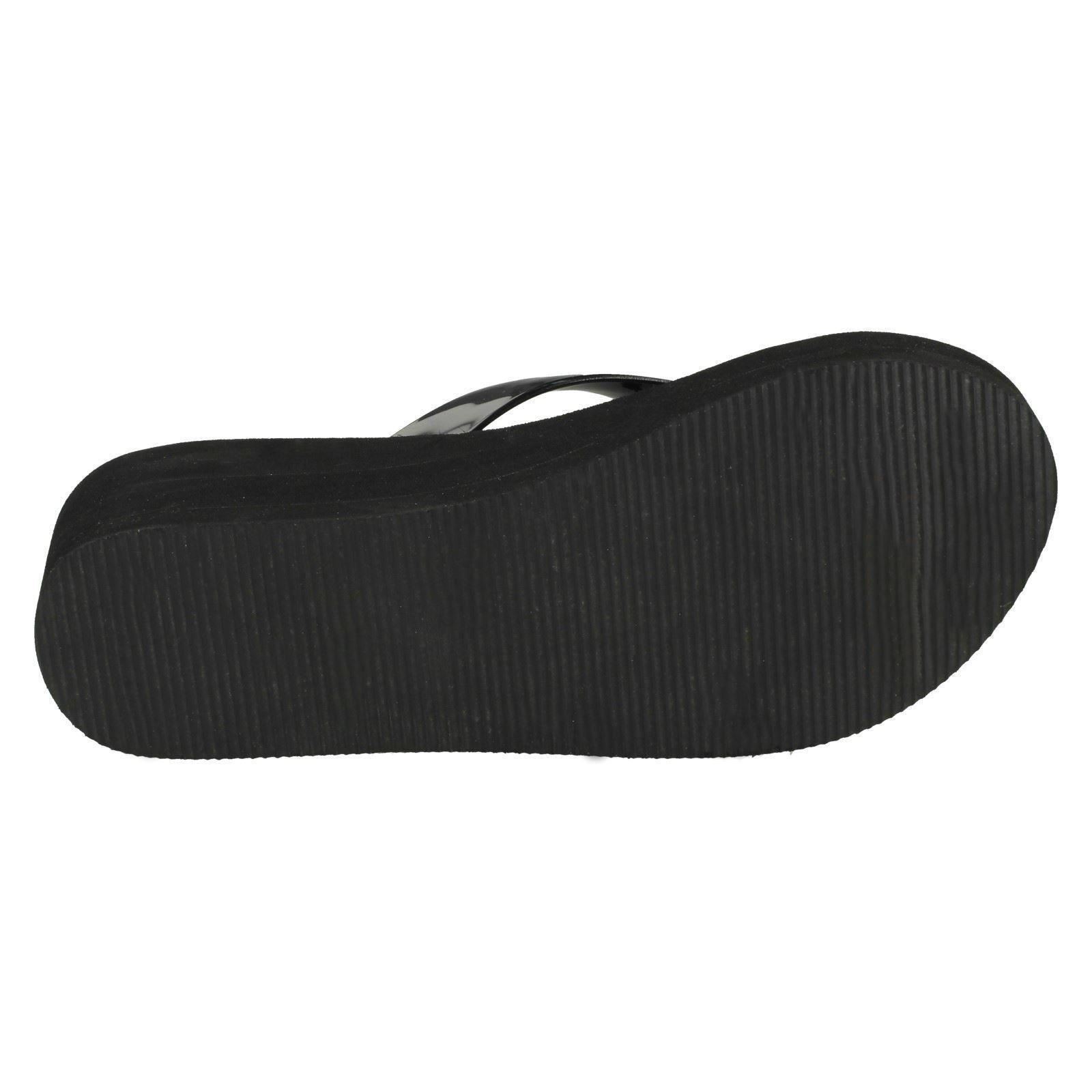 Ladies Spot On Wedged Flip Flops 'F1R0844' - Picture 6 of 19