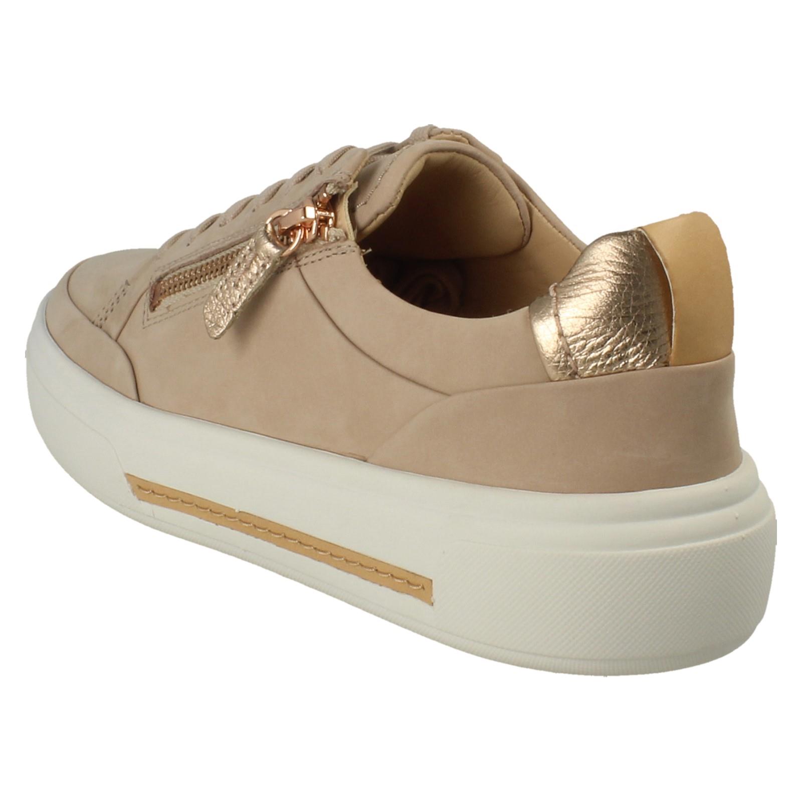 Damen Clarks Nubuk Leather Reißverschluss & Schnürer Freizeit Turnschuhe Malve - Bild 13 von 19