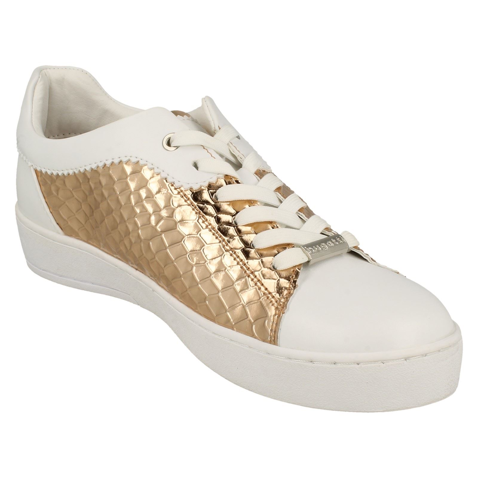 Ladies Bugatti Stylish Reptile Detailed Lace Up Trainers 421-29102-5059-2034 - Picture 8 of 10