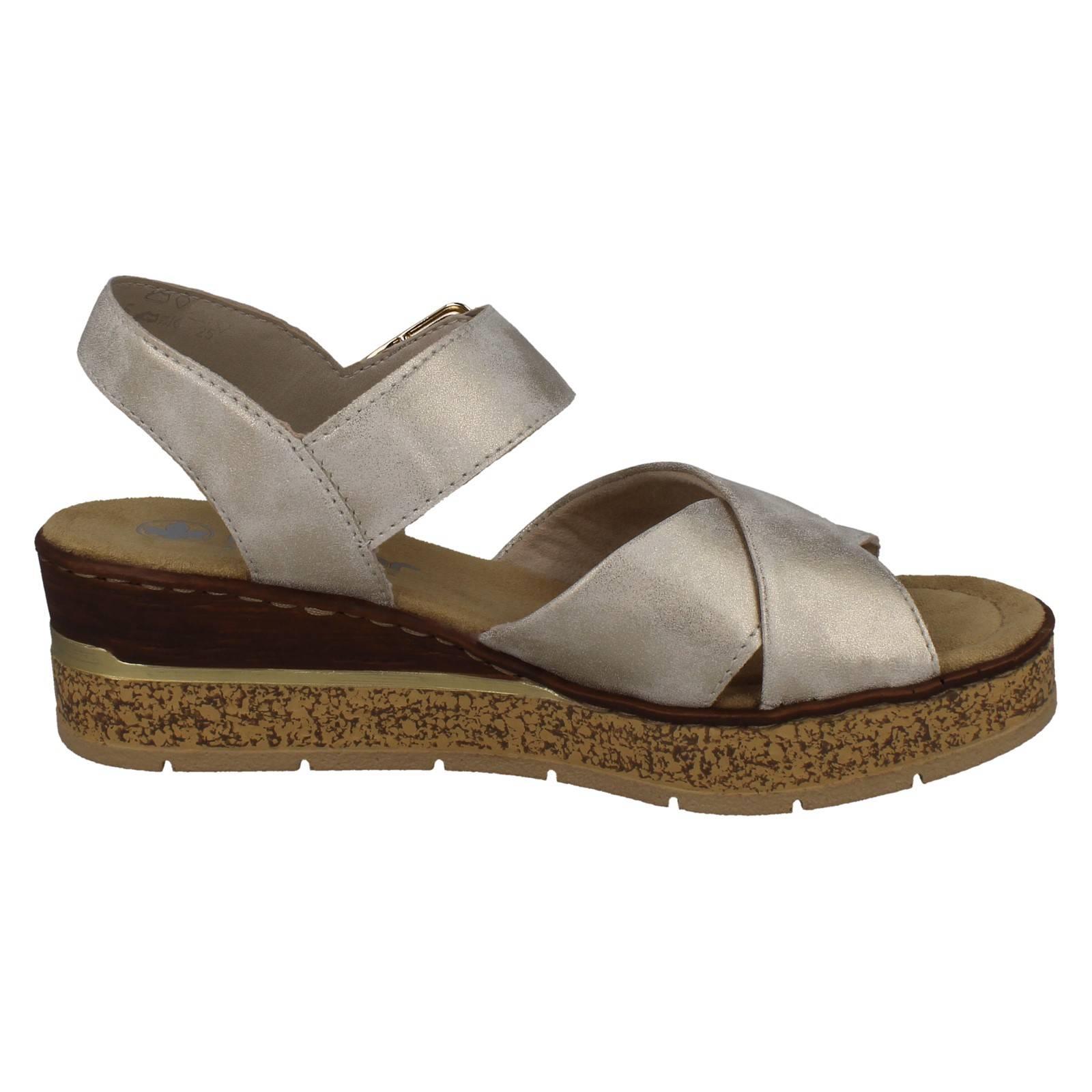 Ladies Rieker Cross Over Synthetic Leather Wedge Sandals: 63795 - Picture 7 of 10