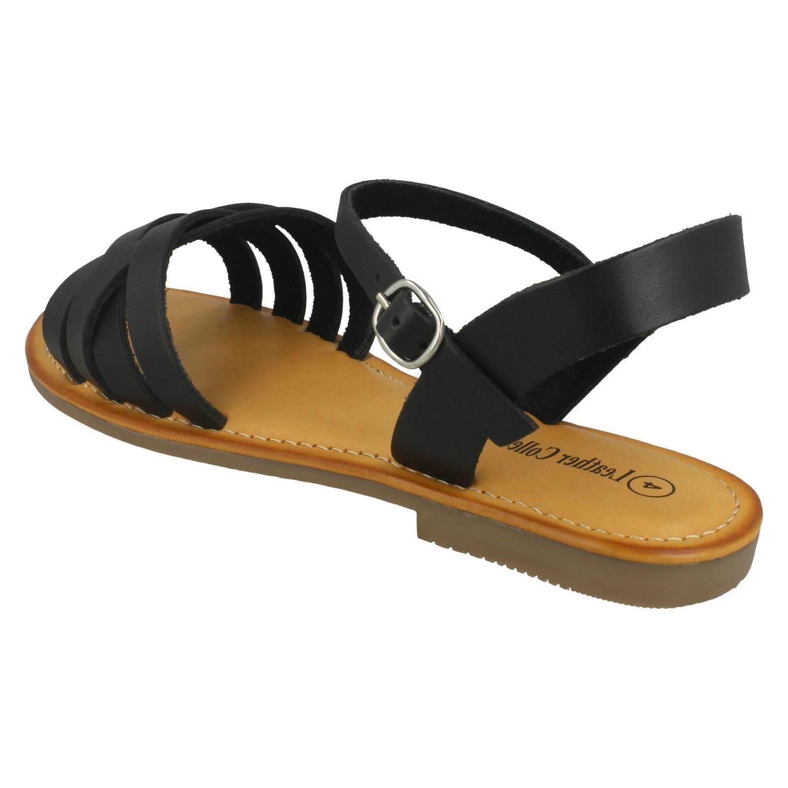 Ladies Leather Collection Flat Strappy Sandals | eBay