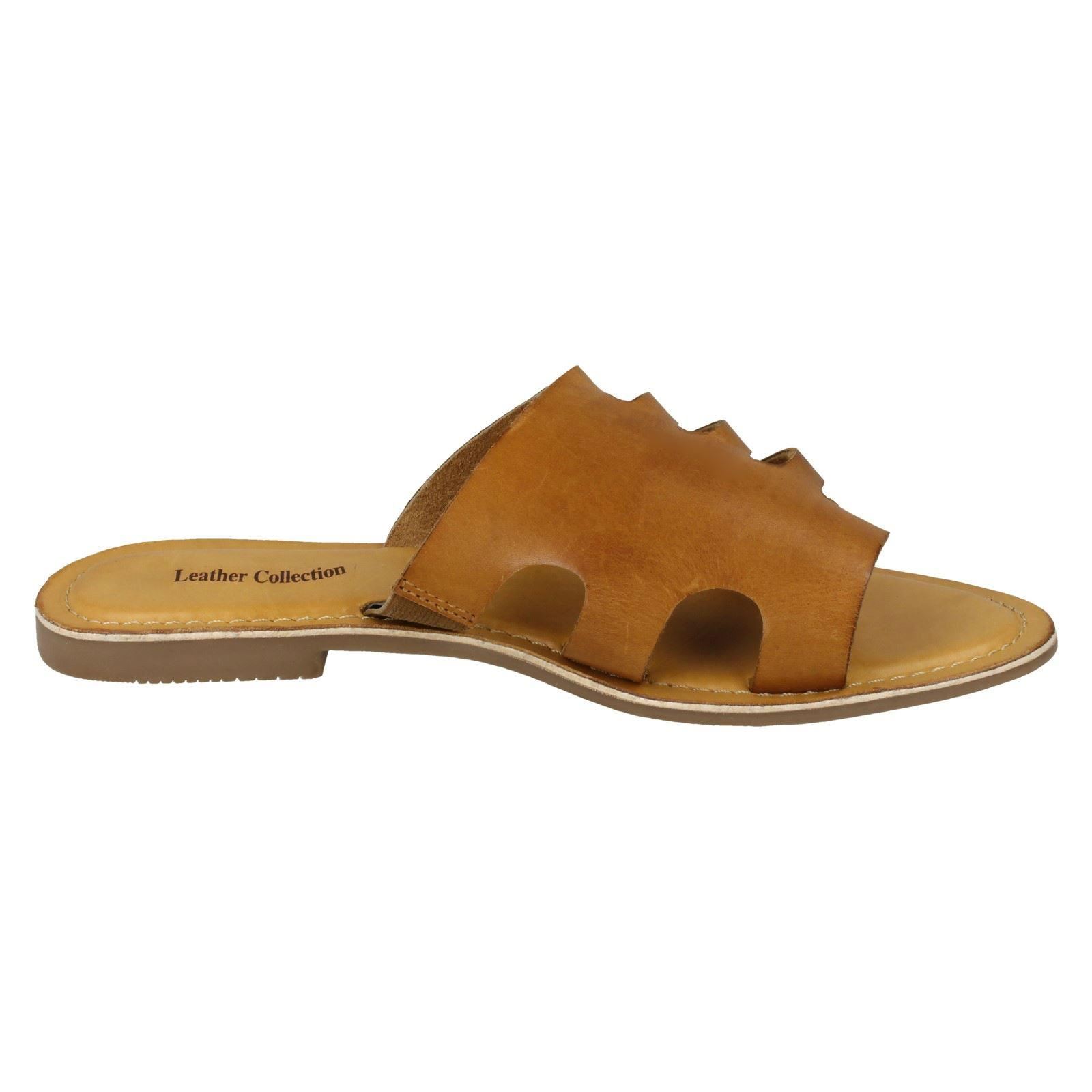 Damen Leder Kollektion Slipper Flache Riemchen Sandalen - Bild 35 von 46