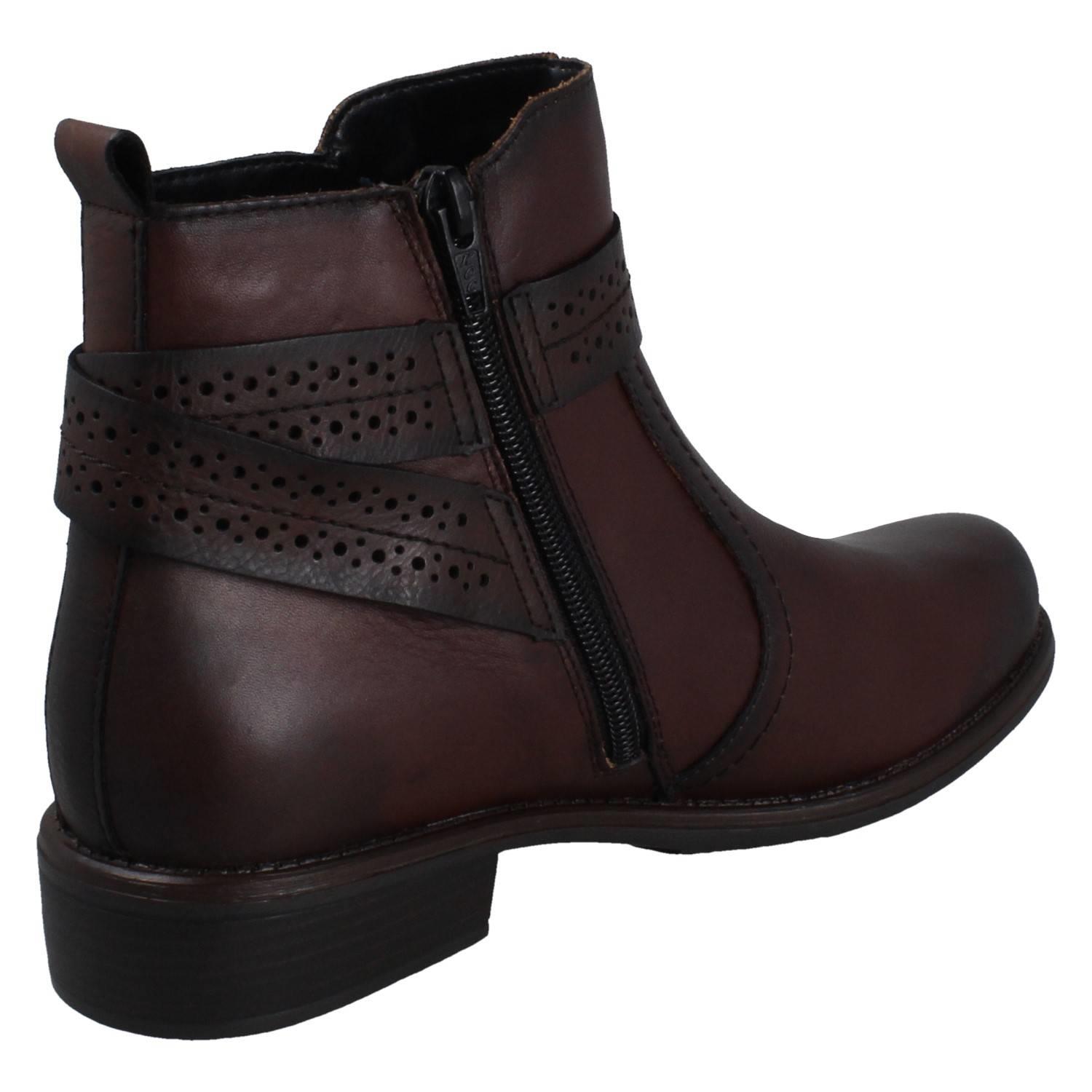 Ladies Remonte Zip Up Leather Buckle Detail Fleece Lined Ankle Boots D0F81 - Picture 15 of 19