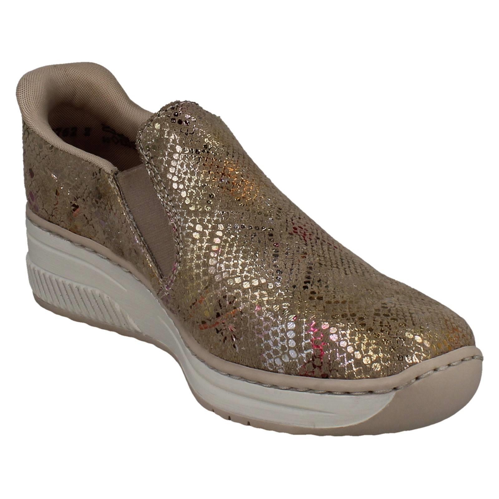 Ladies Rieker Wedge Sole Casual Square-Toe Slip On Shoes - 48761 - Picture 17 of 28