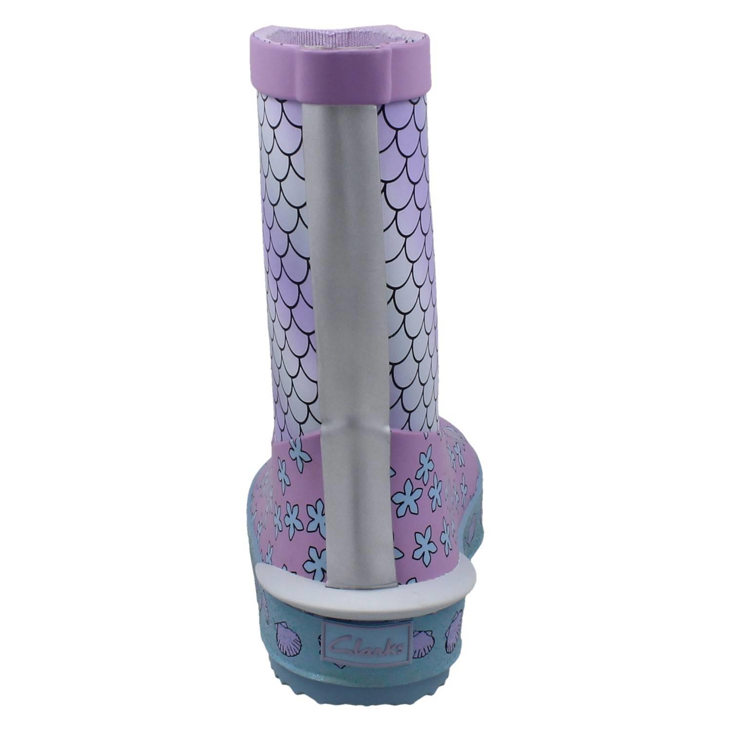 Childrens Clarks Waterproof Grippy Soled Pull On Wellington Boots Tarri Run - Picture 5 of 46
