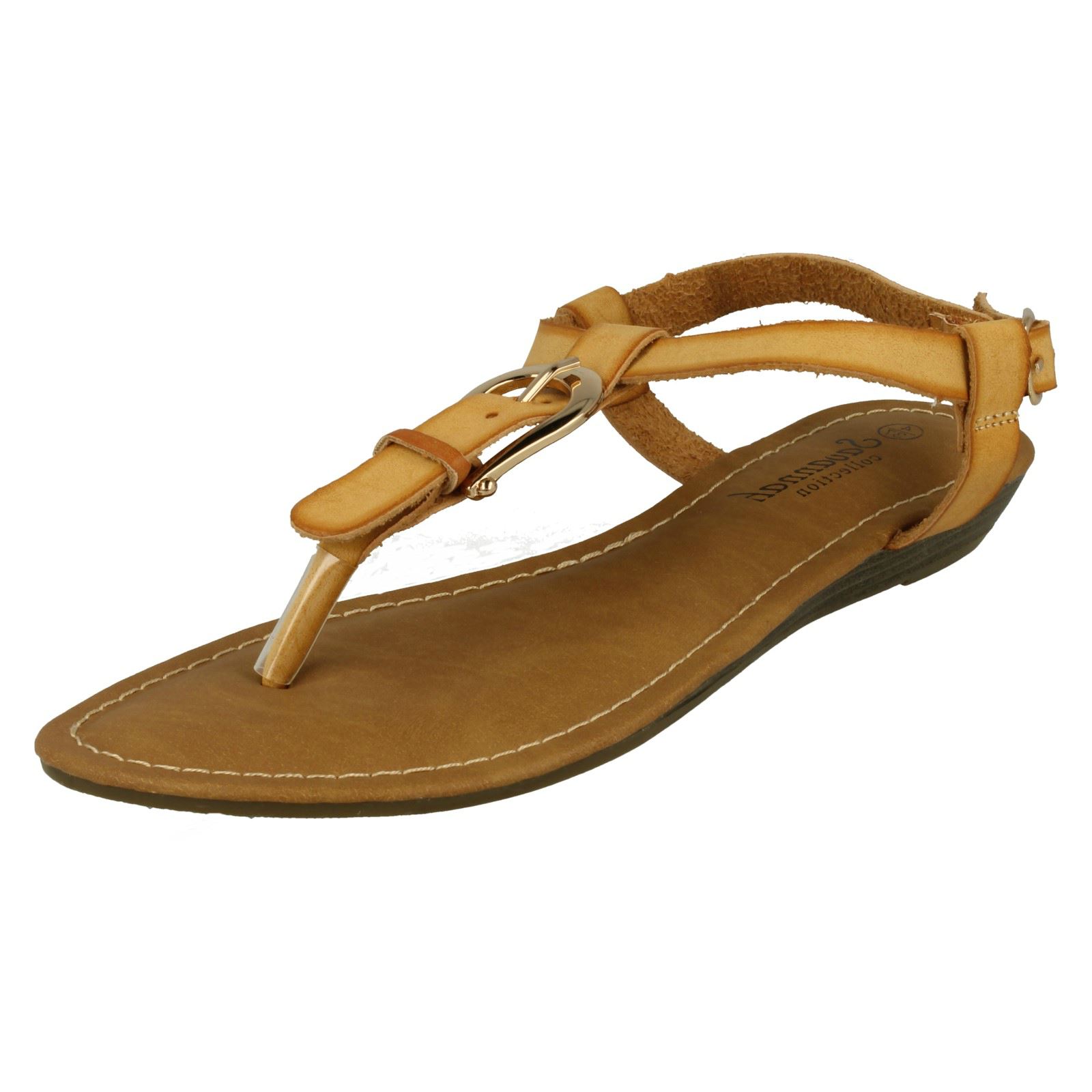 Ladies Savannah Wedge Toe Post 'Sandals' - Picture 11 of 28