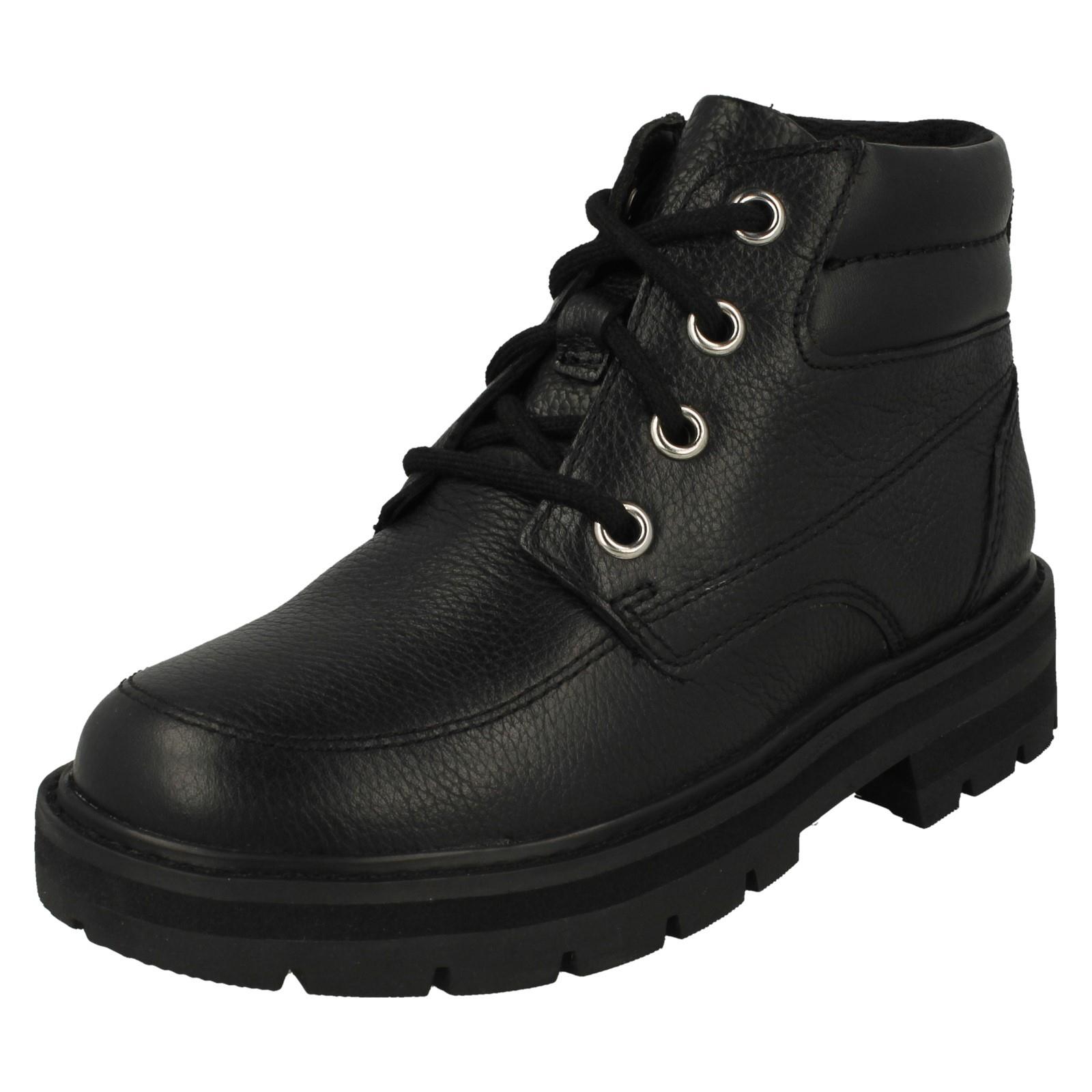 Boys Clarks Lace Up Detailed Ankle Boots - Prague Zip K - Picture 2 of 10