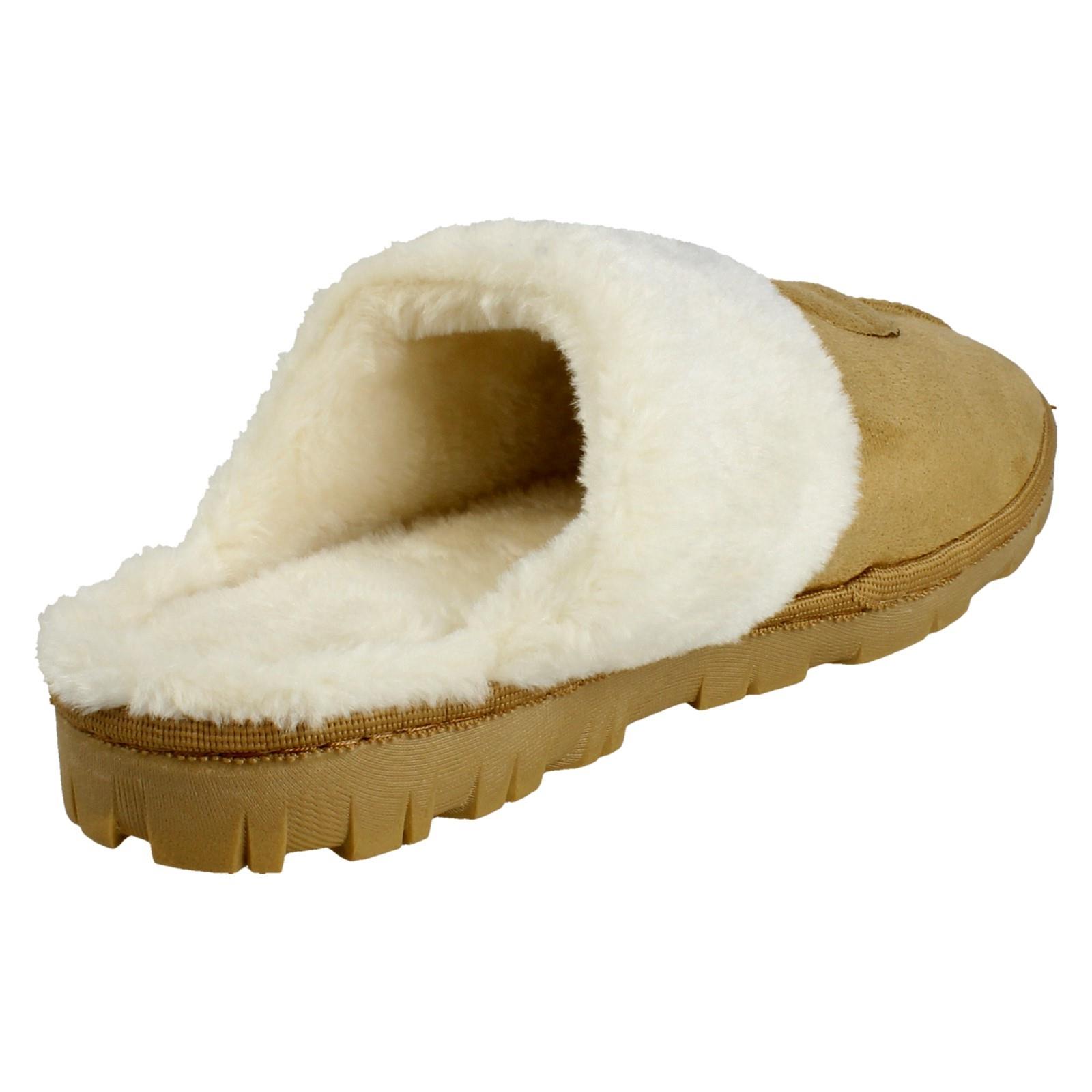 Mujer Spot On Mula Piel Sintética Forrado sin Cordones Ropa Cómoda Pantuflas - Imagen 33 de 46