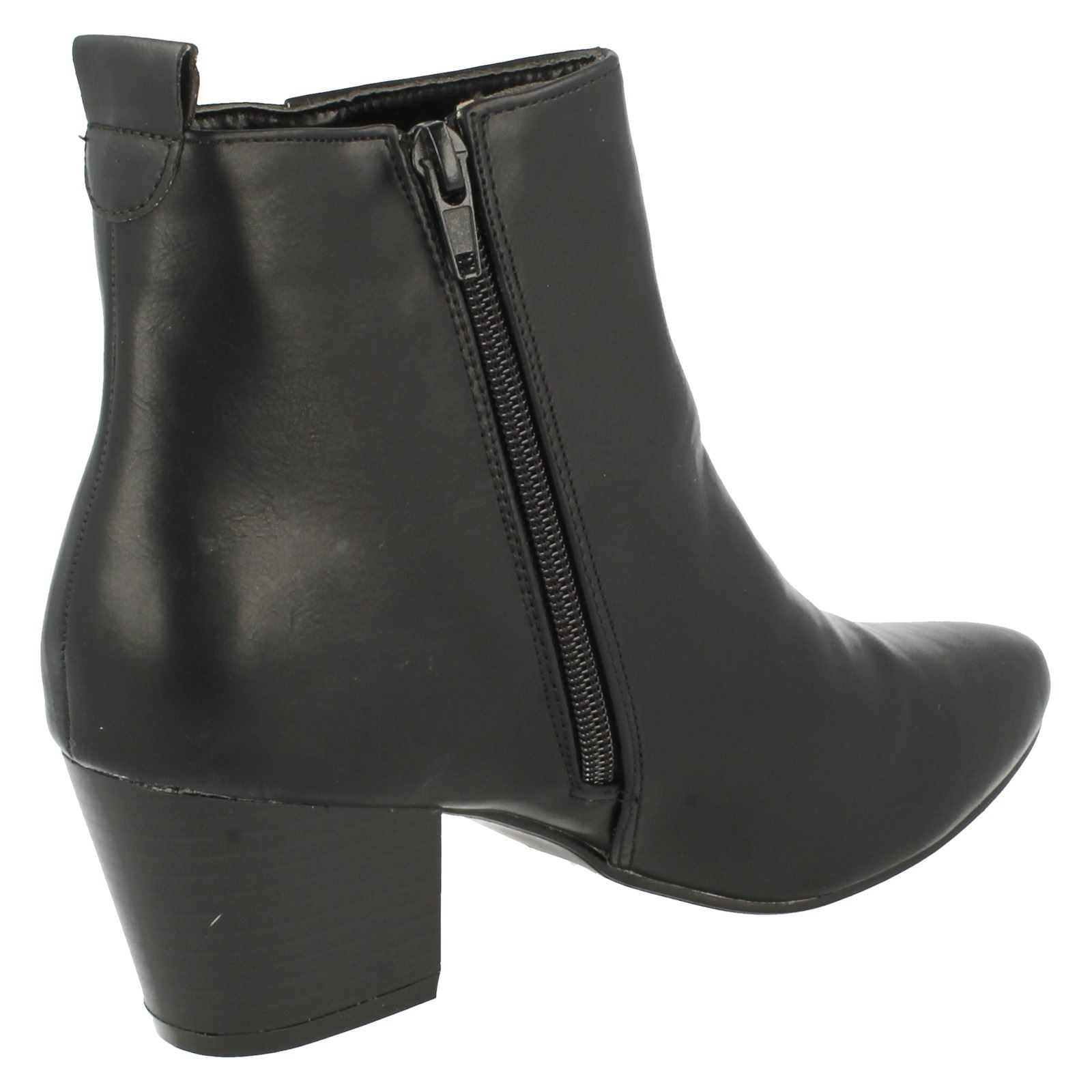 Ladies Spot On Plain Heeled *Ankle Boots* - Picture 10 of 28