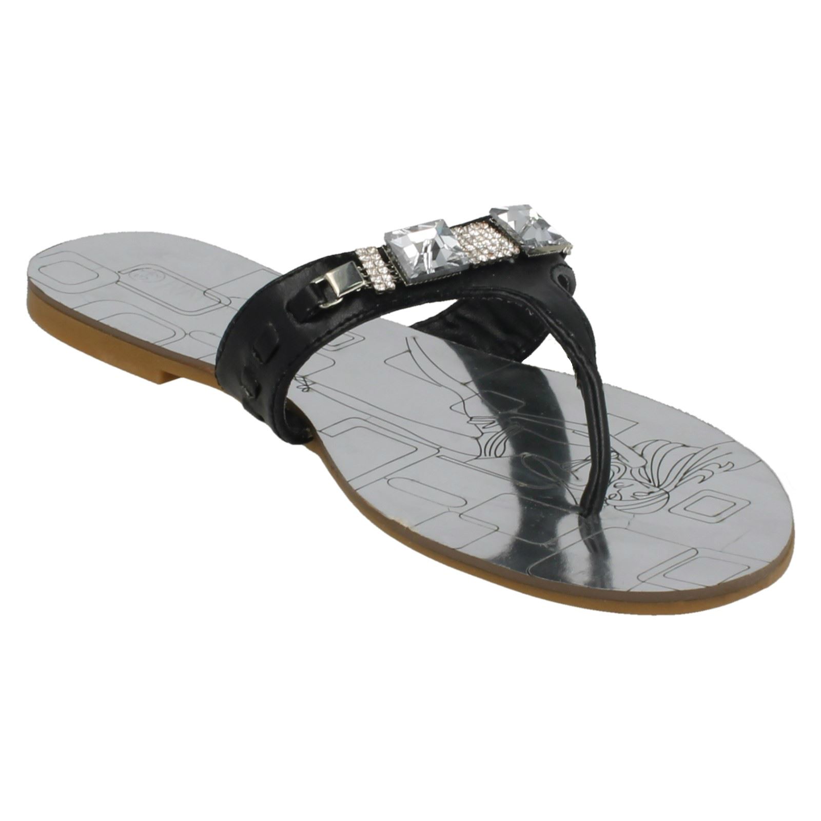 Ladies Nature Breeze Flat Jewelled Toepost Sandals eBay