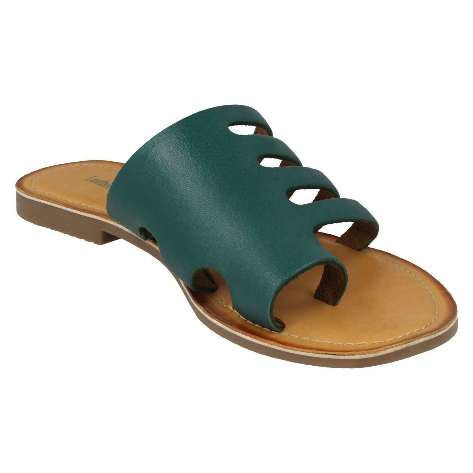 Damen Leder Kollektion Slipper Flache Riemchen Sandalen - Bild 26 von 46