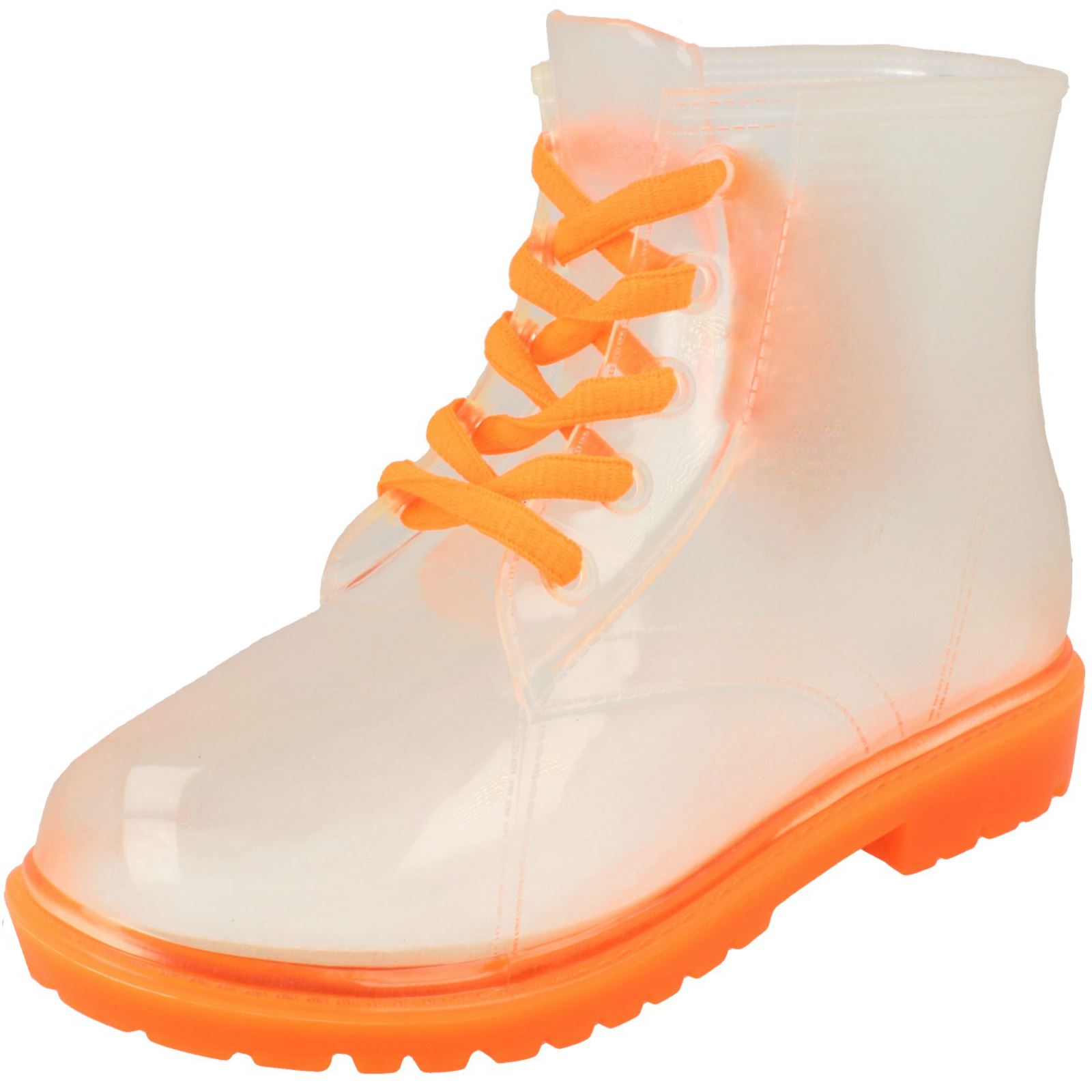 Girls Spot On Lace Up Jelly Look Wellington Boot - Picture 20 of 46