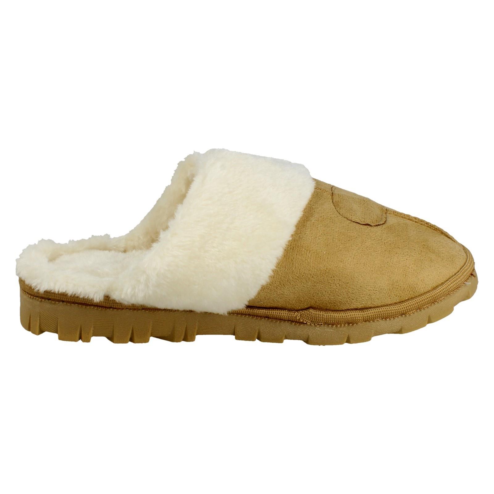 Mujer Spot On Mula Piel Sintética Forrado sin Cordones Ropa Cómoda Pantuflas - Imagen 34 de 46