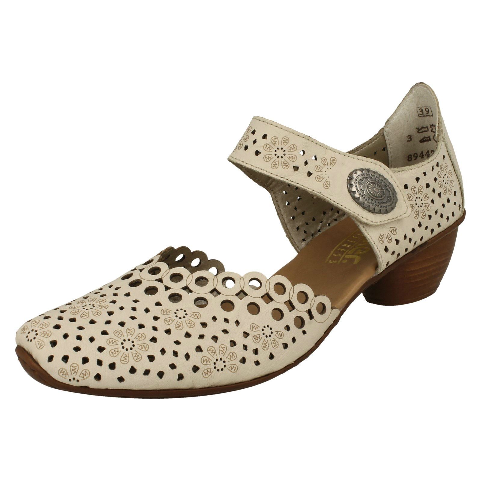 Ladies Rieker Stylish Punched Detailed Summer Shoes 43753 - Picture 2 of 64