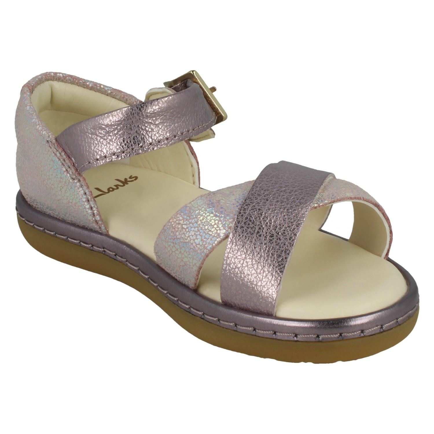 Girls Clarks Cross Detailed Skylark Pure T Sandals - Picture 17 of 19