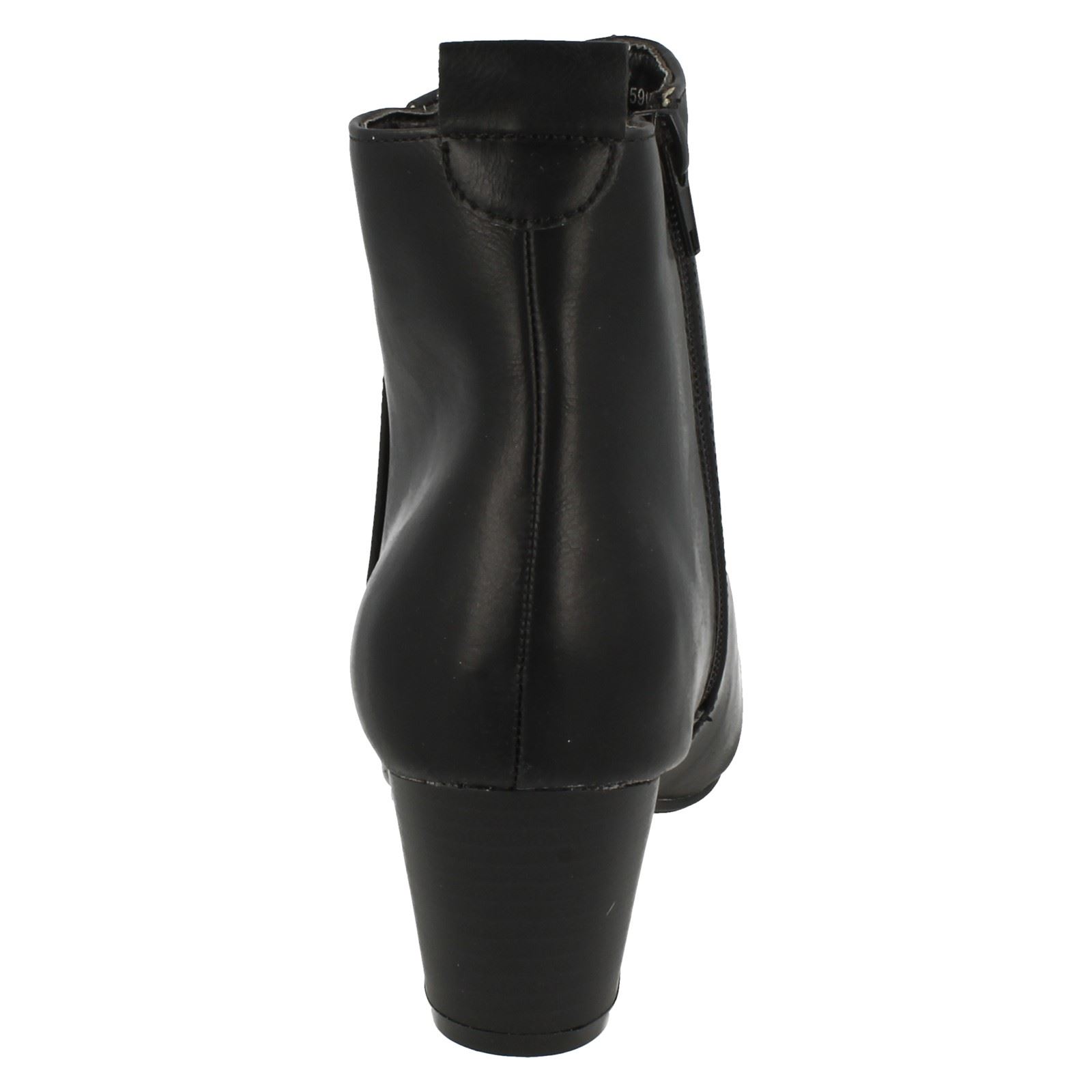 Ladies Spot On Plain Heeled *Ankle Boots* - Picture 6 of 28