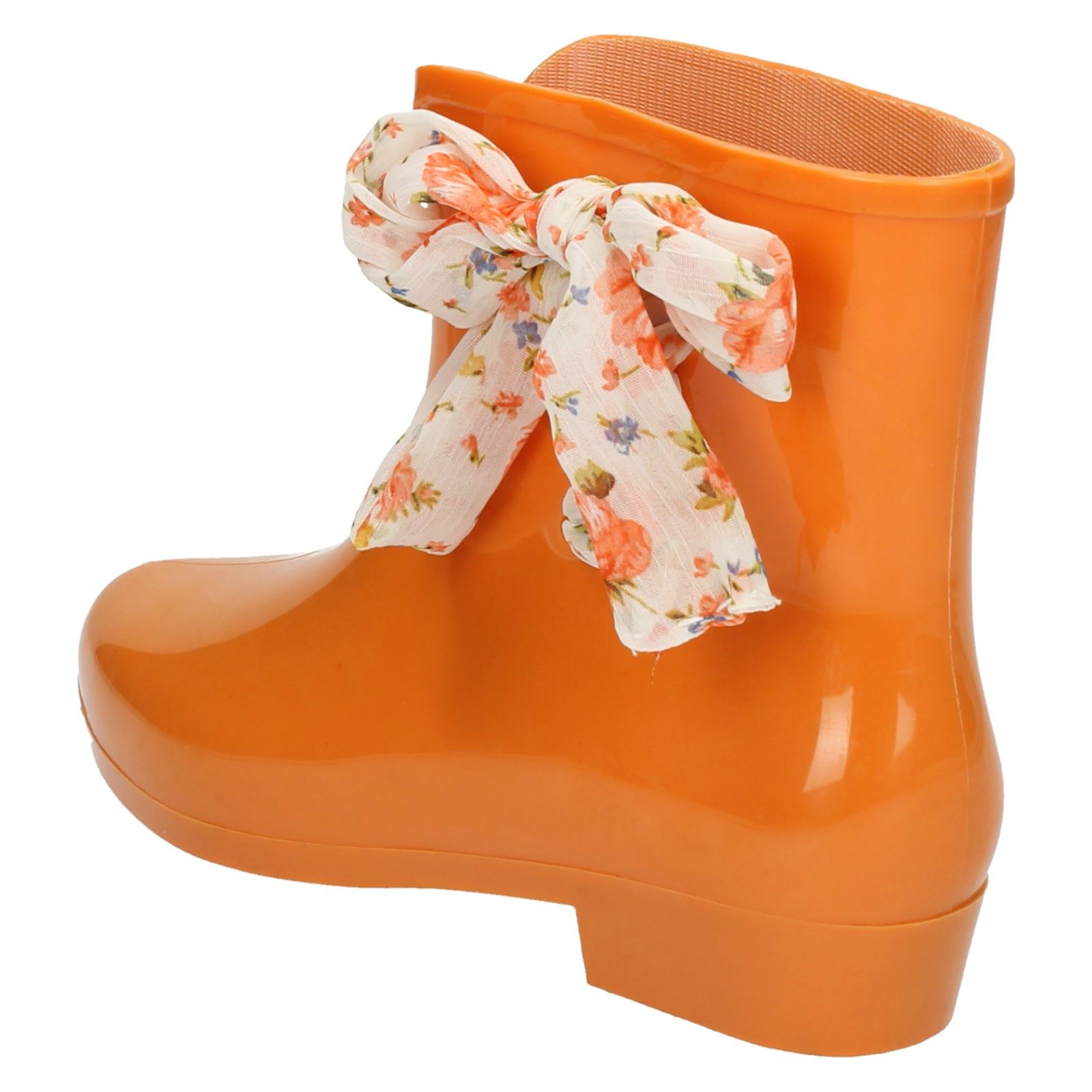 Ladies Spot On Tied Bow Detail Ankle 'Wellington Boots' - Picture 22 of 46