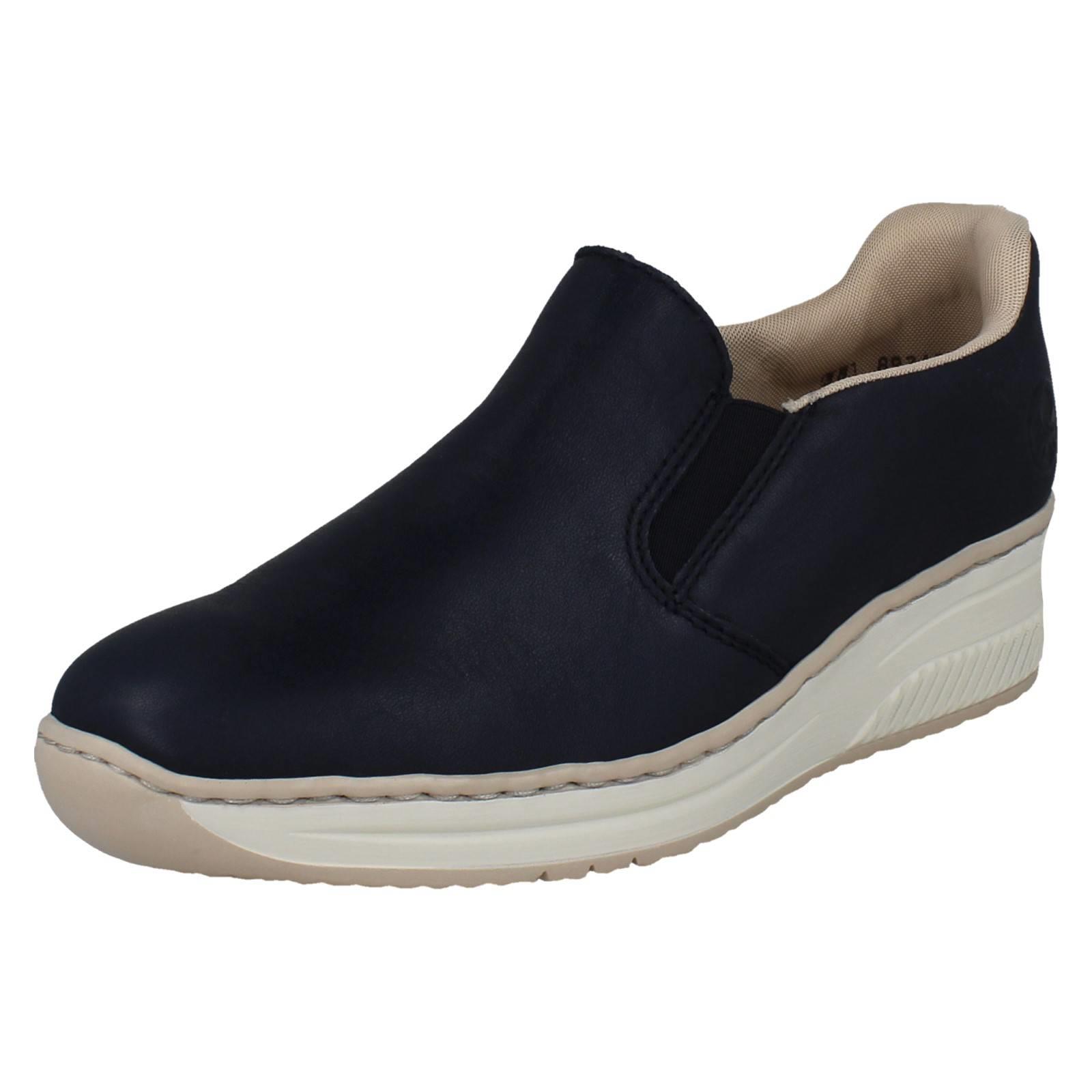 Ladies Rieker Wedge Sole Casual Square-Toe Slip On Shoes - 48761 - Picture 2 of 28