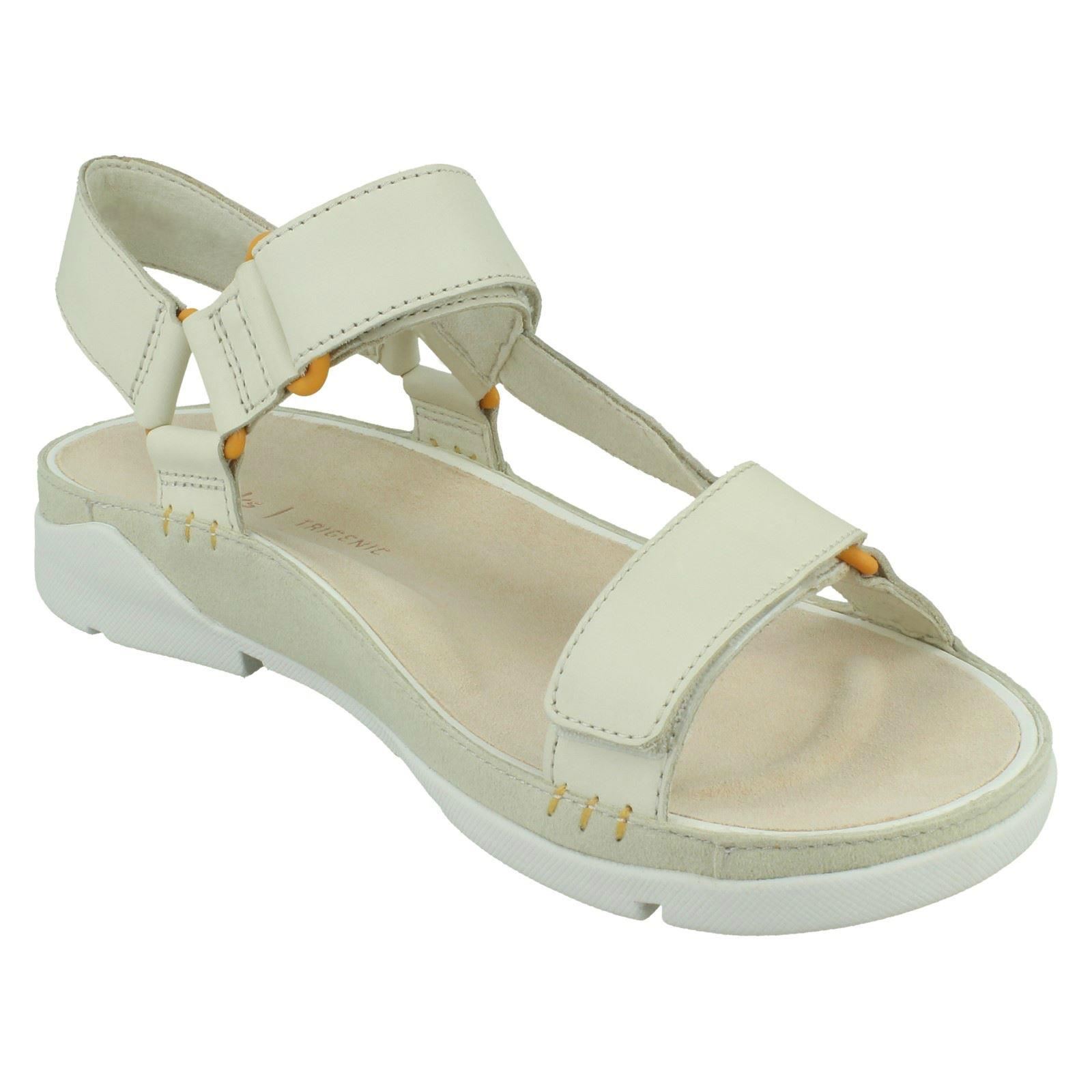 Ladies Clarks Open Toe Casual Hook & Loop Leather & Textile Sandals Tri Sporty | eBay