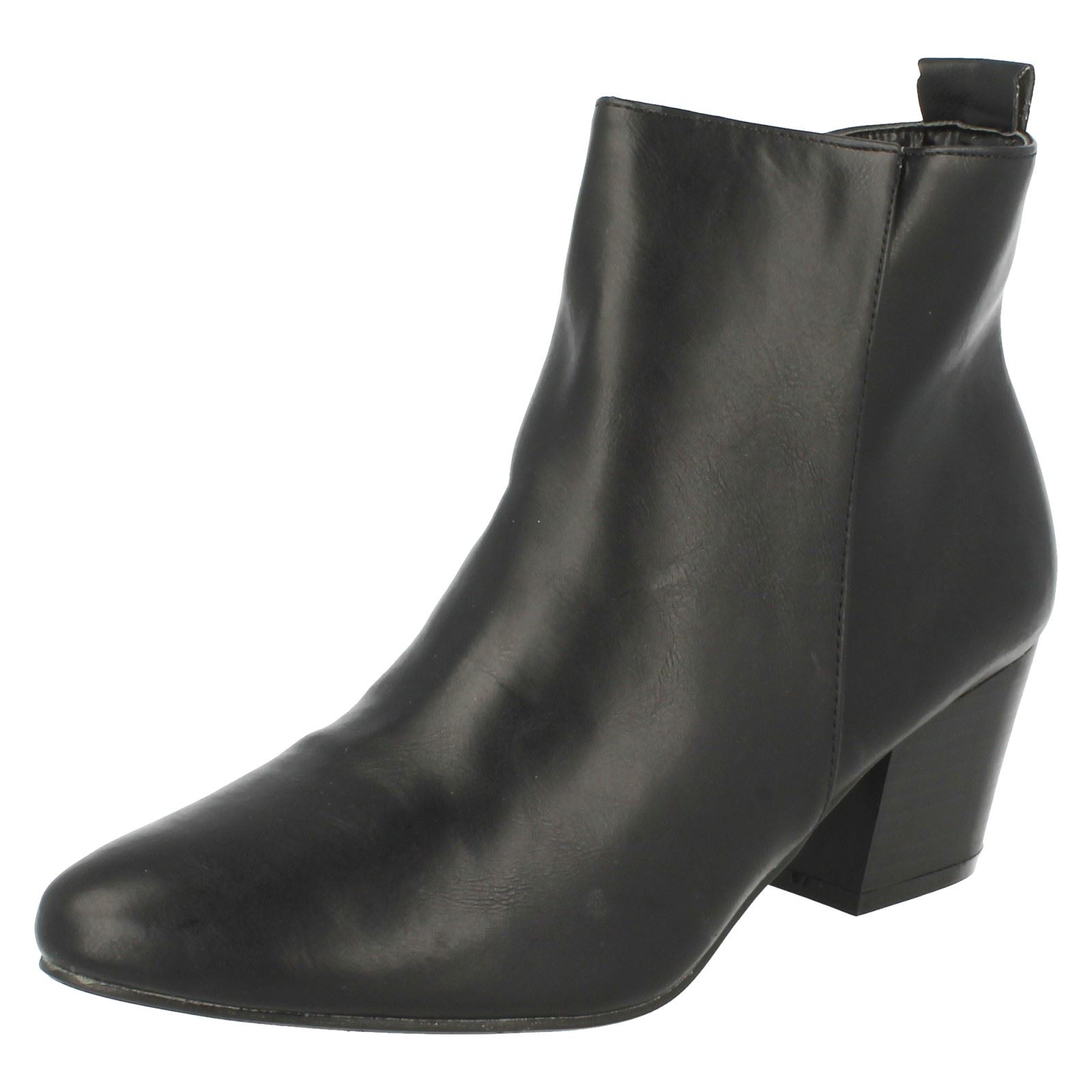 Ladies Spot On Plain Heeled *Ankle Boots* - Picture 2 of 28