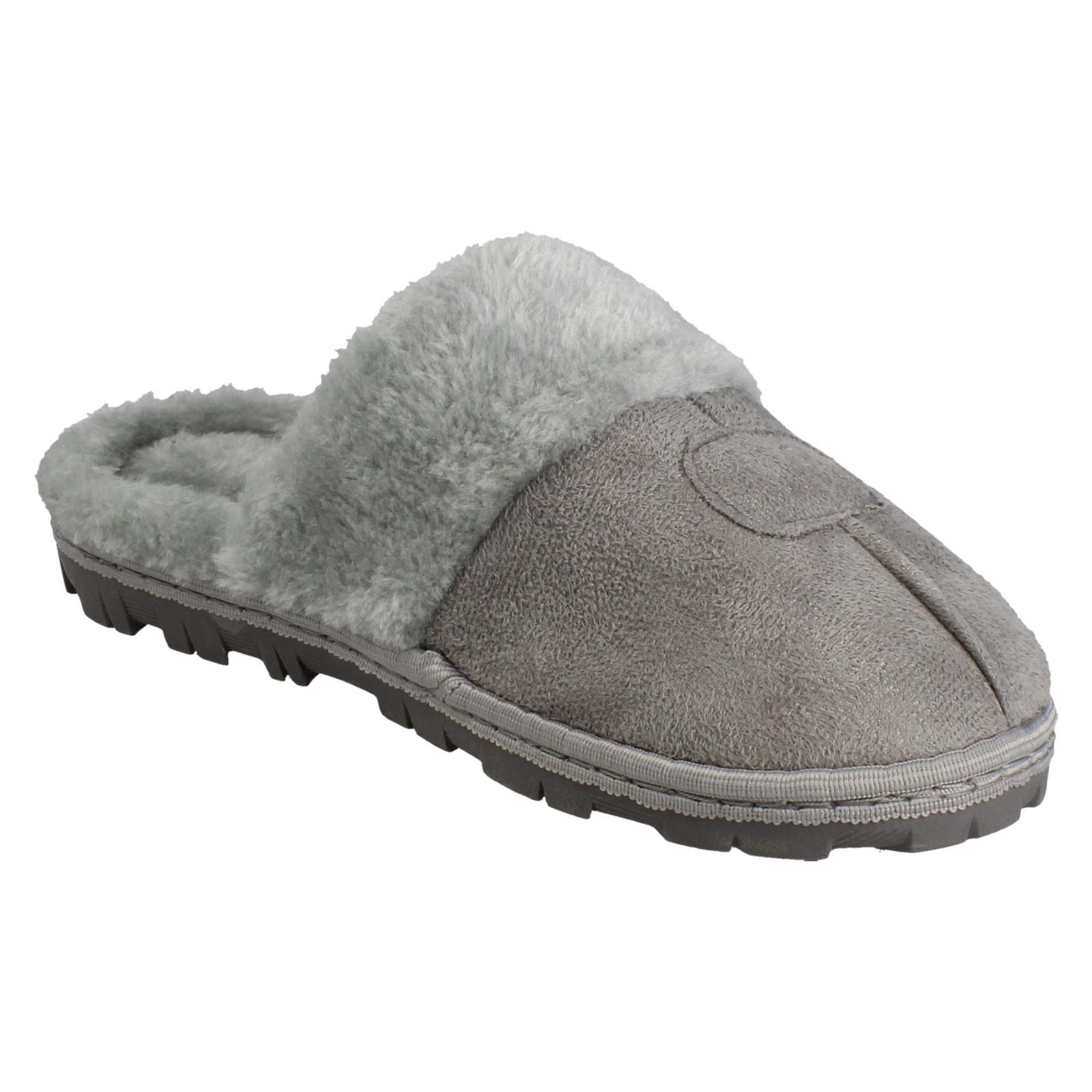 Mujer Spot On Mula Piel Sintética Forrado sin Cordones Ropa Cómoda Pantuflas - Imagen 26 de 46