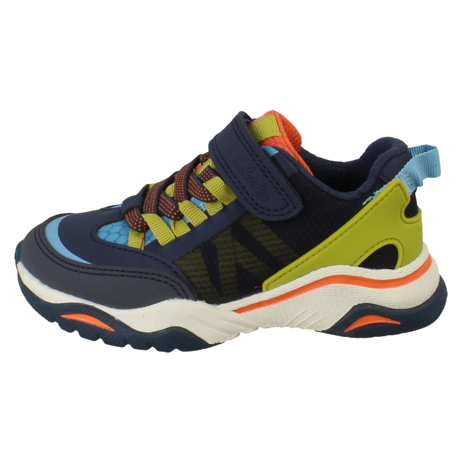 Kids Clarks Vegan Colour-Pop Machine Washable Sports Trainers *Feather Track* - Picture 21 of 37
