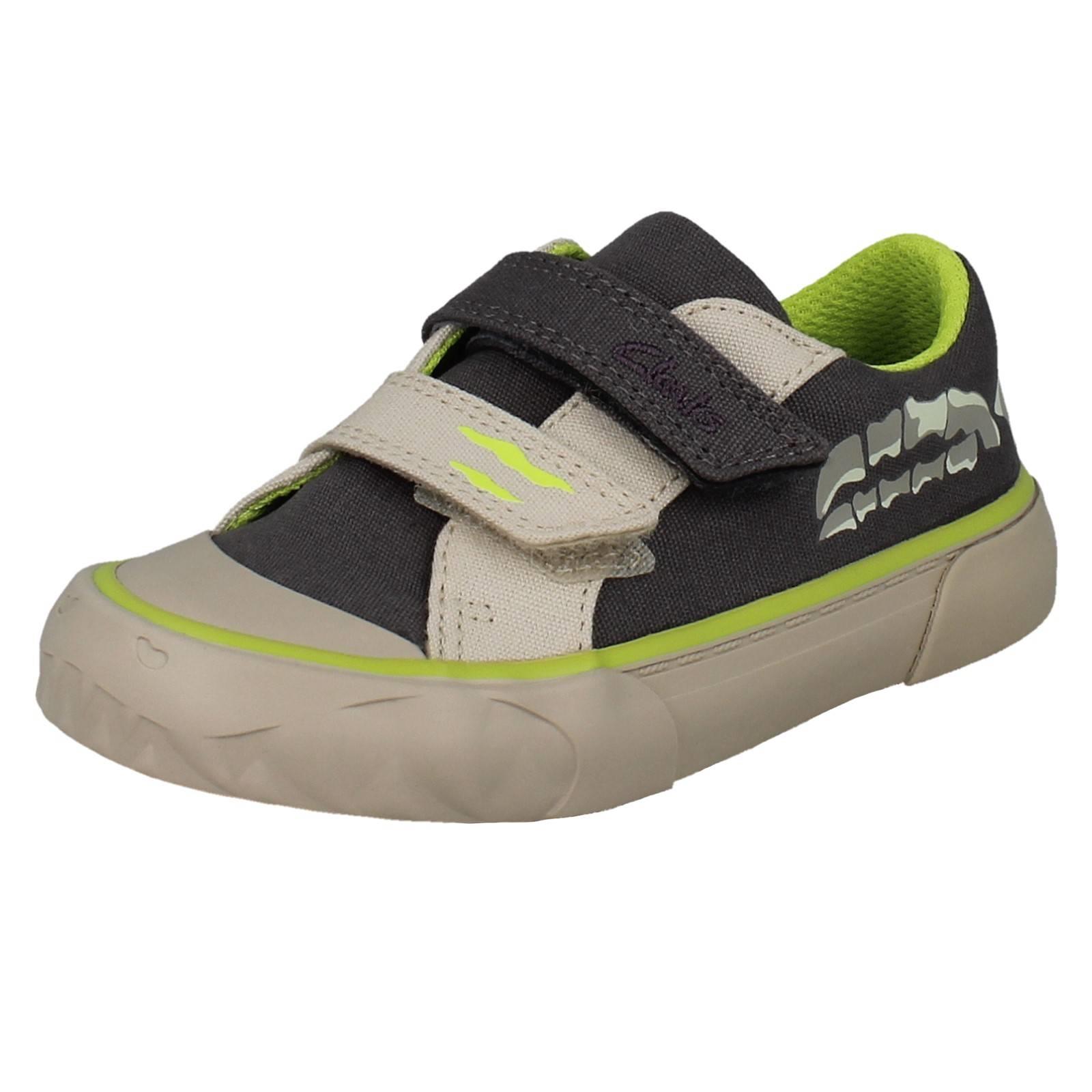 Zapatos lavables a máquina Clarks de lona Dino para niños parachoques de goma Foxing Stomp - Imagen 11 de 19