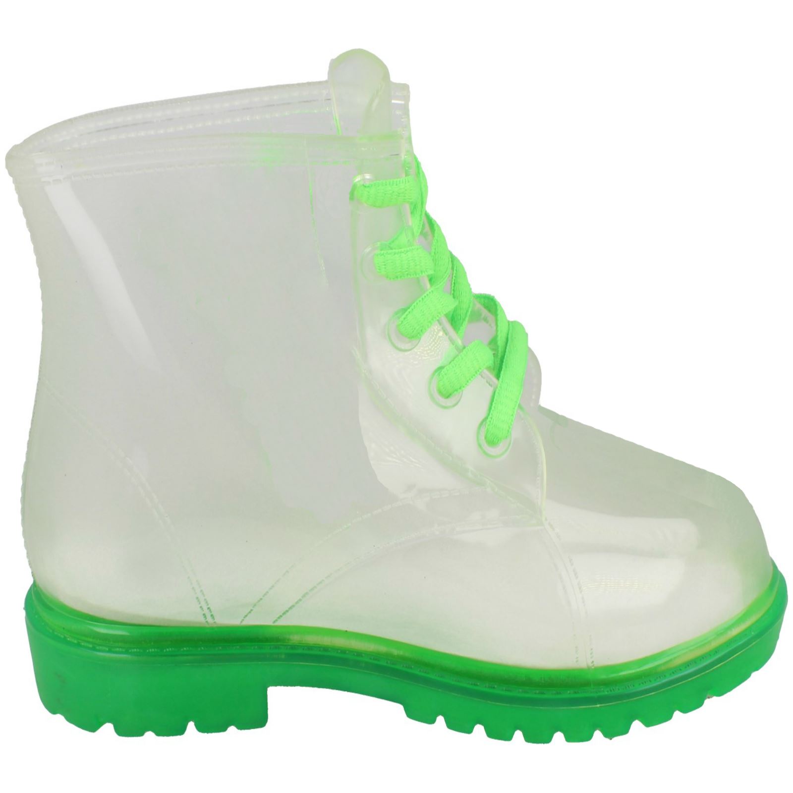 Girls Spot On Lace Up Jelly Look Wellington Boot - Picture 18 of 46