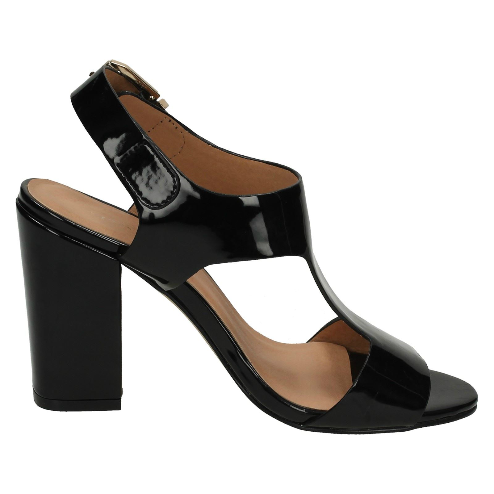 Ladies Anne Michelle Patent Slingback Chunky Heel Sandals | eBay