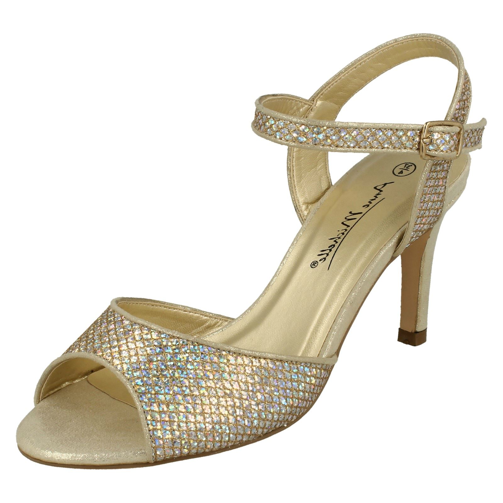 Anne Michelle Ladies Glitter Peep Toe Heels - Picture 11 of 28