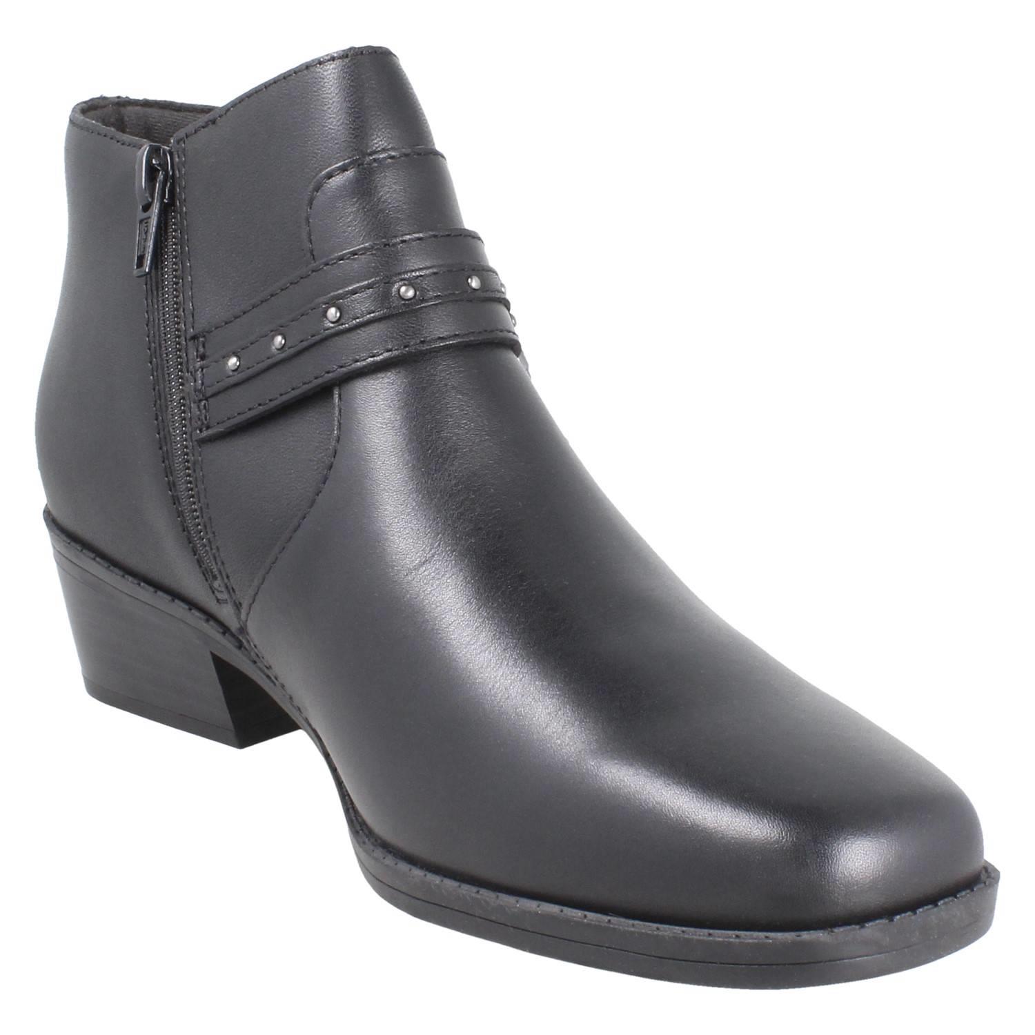 Femmes Clarks Bloc Talon Daim / Leather Smart Bottines Fermeture Éclair Danyelle - Picture 8 of 19
