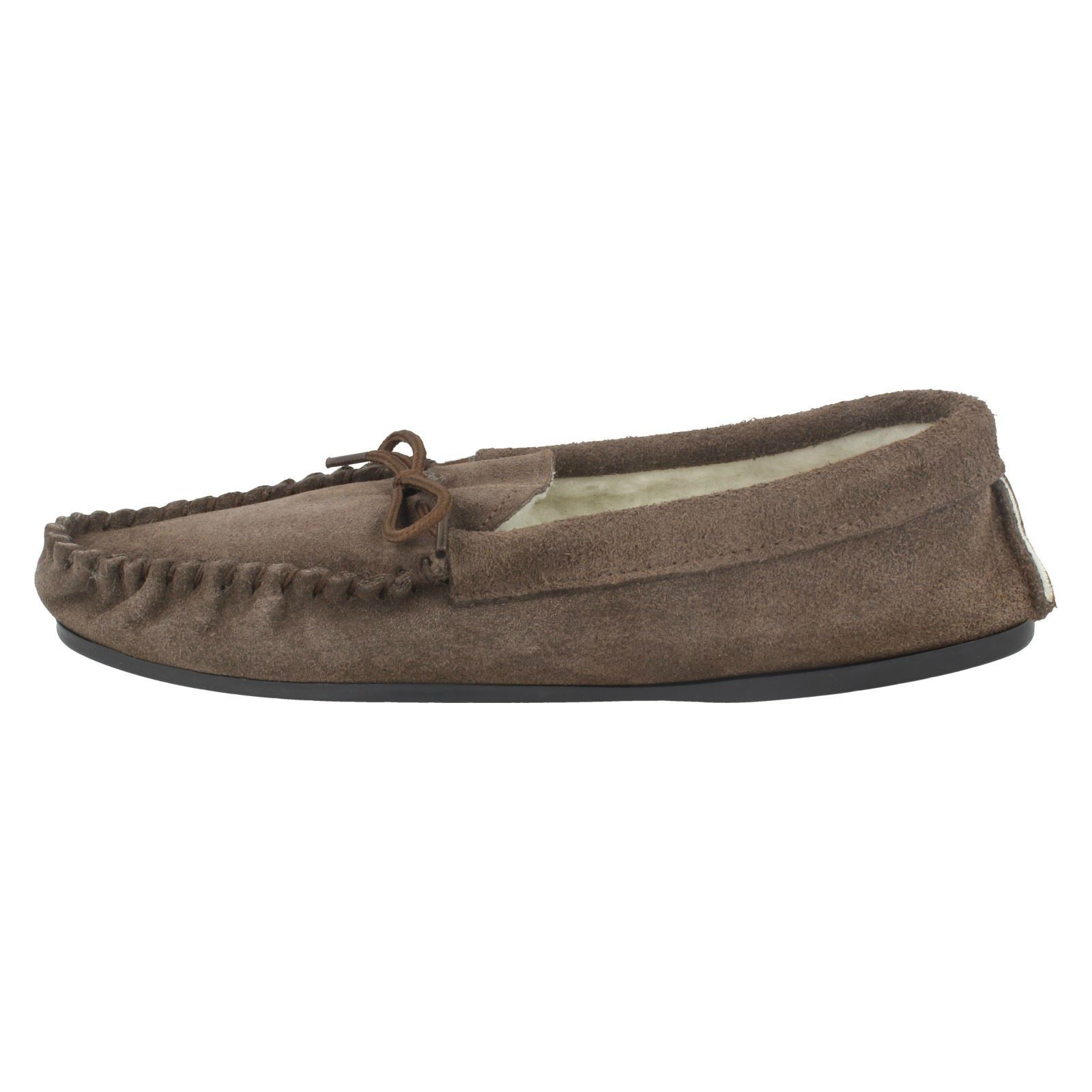 Mens Spot On Vamp Moccasin Fleece Lined Slippers 'Mocc' - Picture 6 of 19