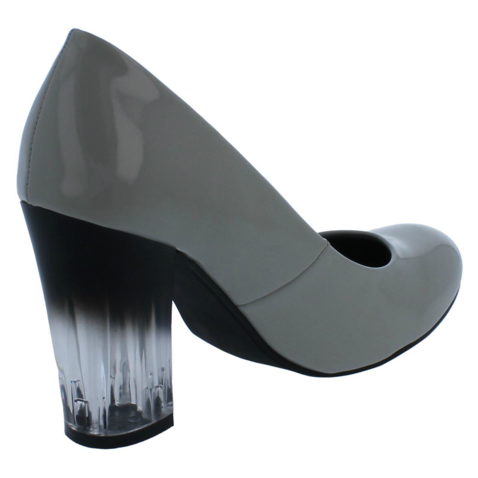 Ladies Anne Michelle Clear Block Heel Court Shoes F9R921 - Picture 15 of 28