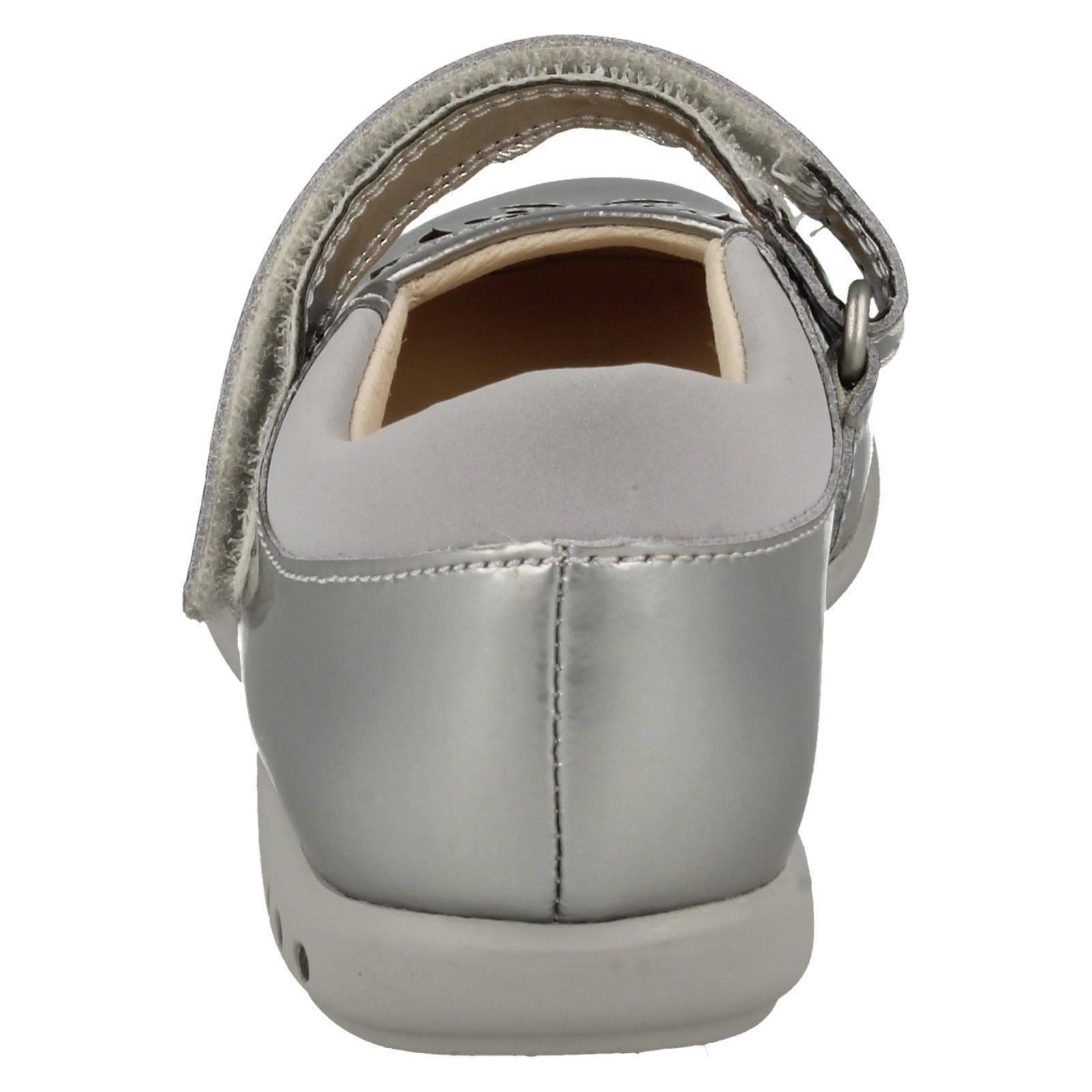 Clarks Girls Trixi Wish Inf Metallic Leather Smart Shoes With Flashing Lights