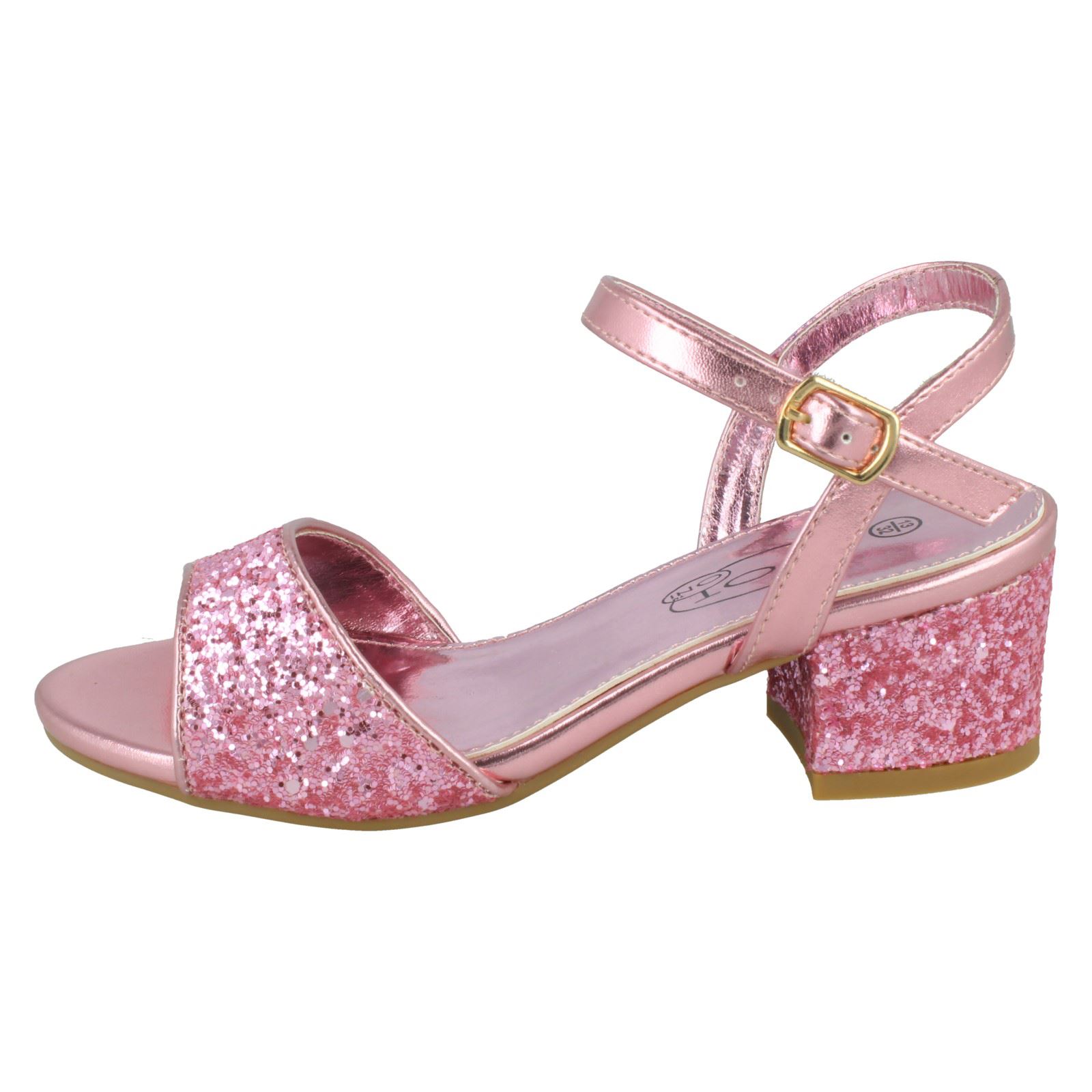 Girls Spot On Mid Block Heel Sandals - Picture 12 of 28